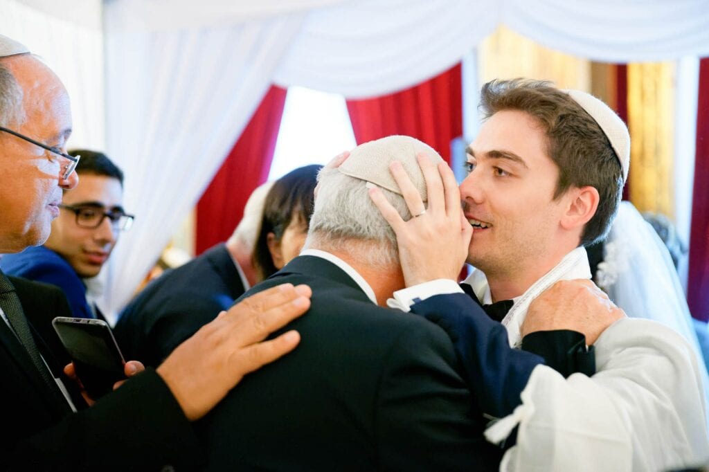 kiss on the kippah after ketubah