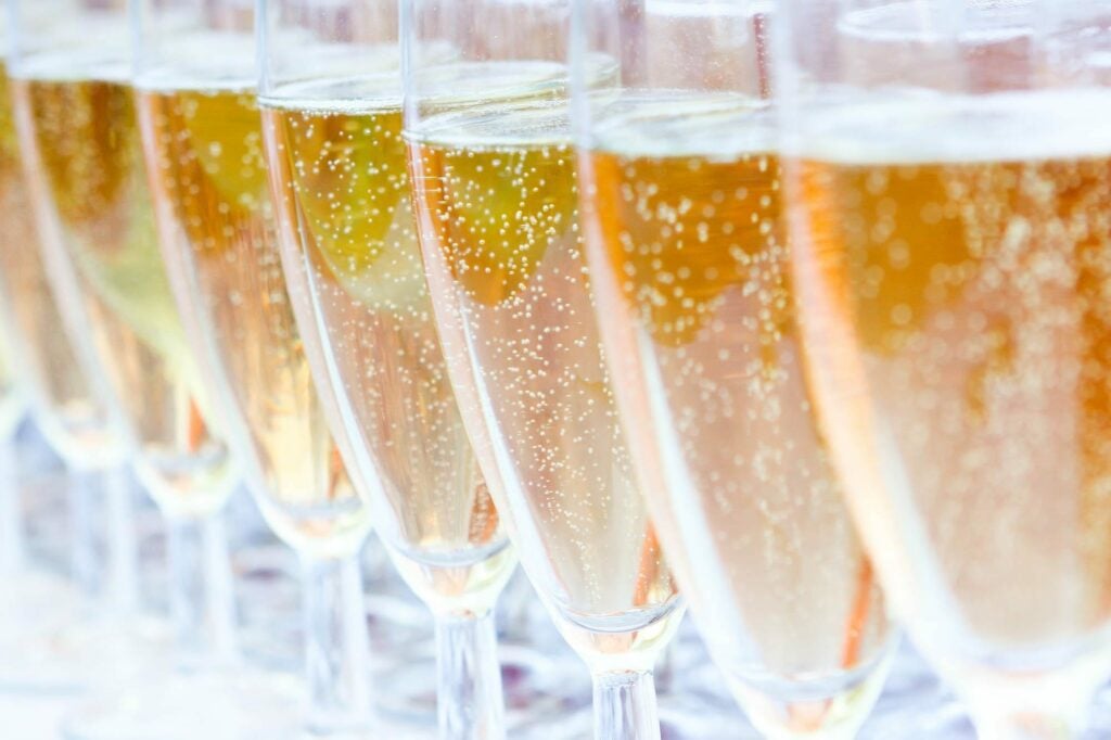 close up on champagne glasses