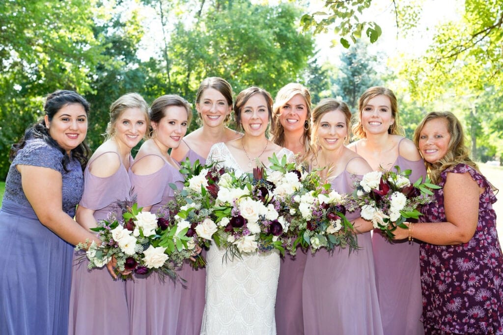 blue purple to pink purples bridemaids dresses