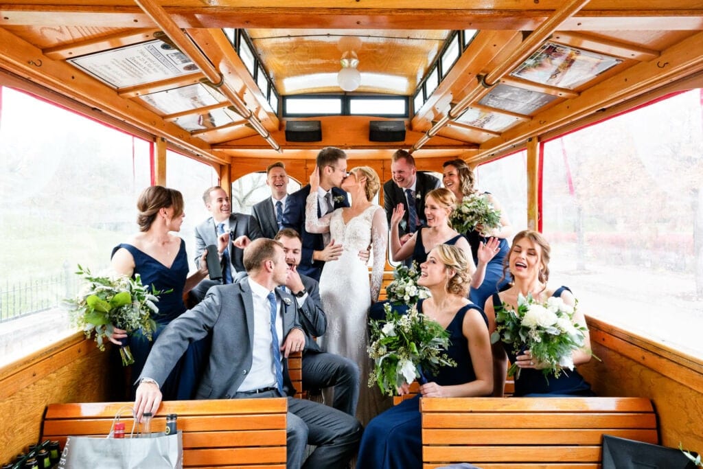 funny group picture in a trolley