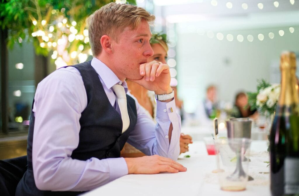 groom in tears during toasts