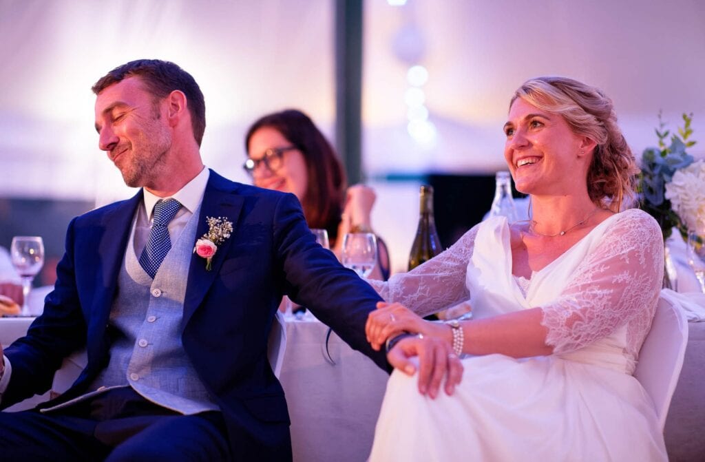 bride and groom during evening