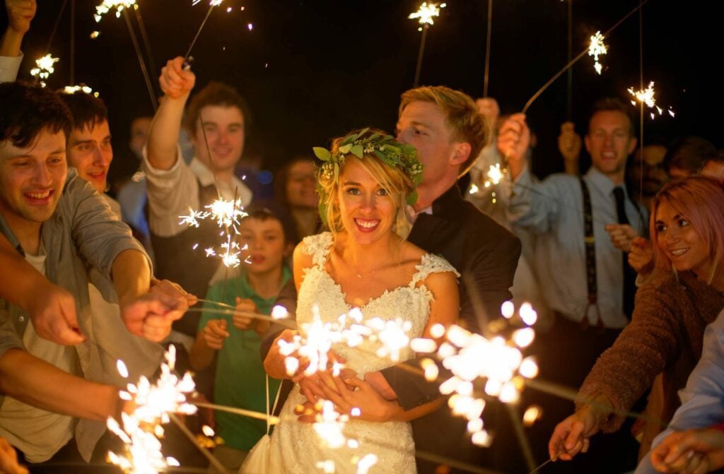 sparklers during grand exit