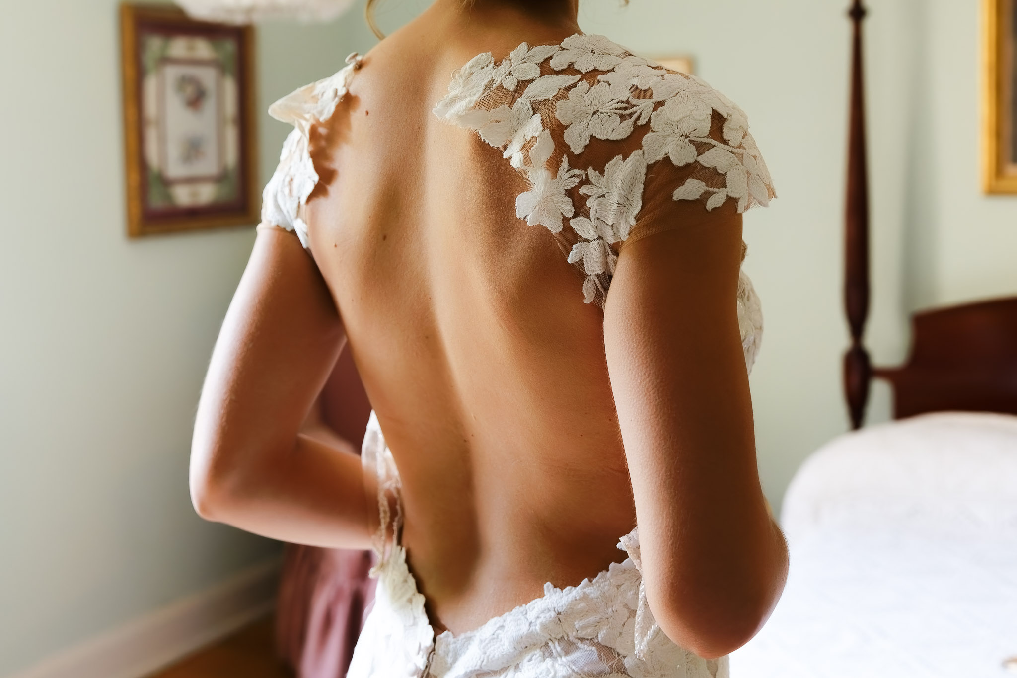 Bride's Open Back Wedding Dress - Plummer House Rochester MN