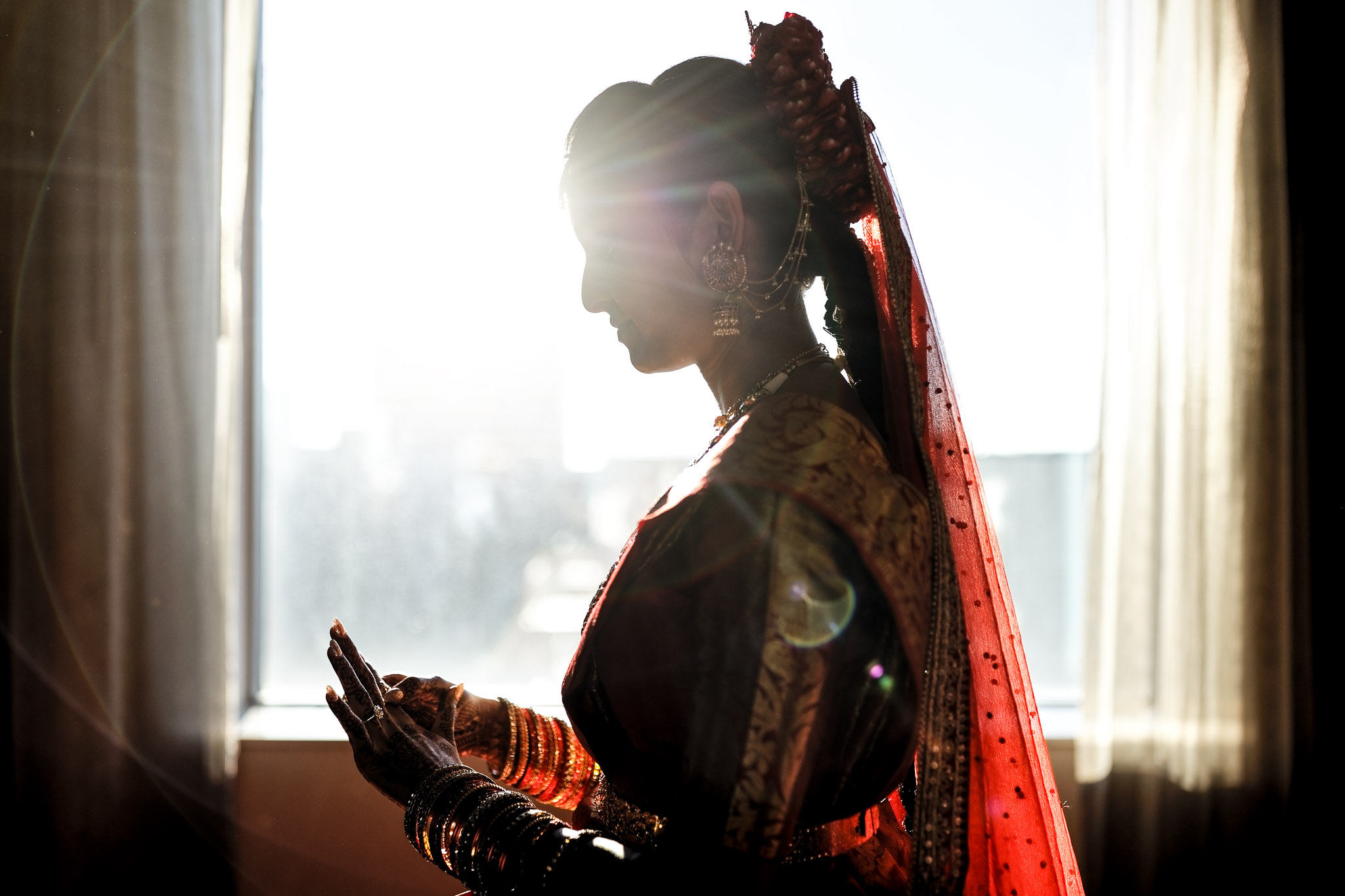 Indian Bride Getting Ready in Red Wedding Dress - Bloomington