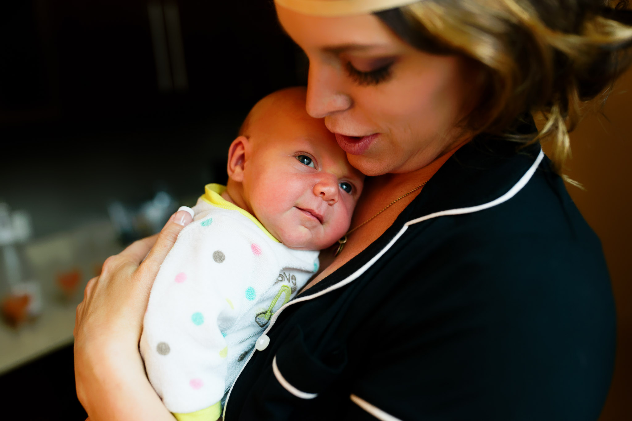Bridesmaid with Happy Baby During Wedding Preparation