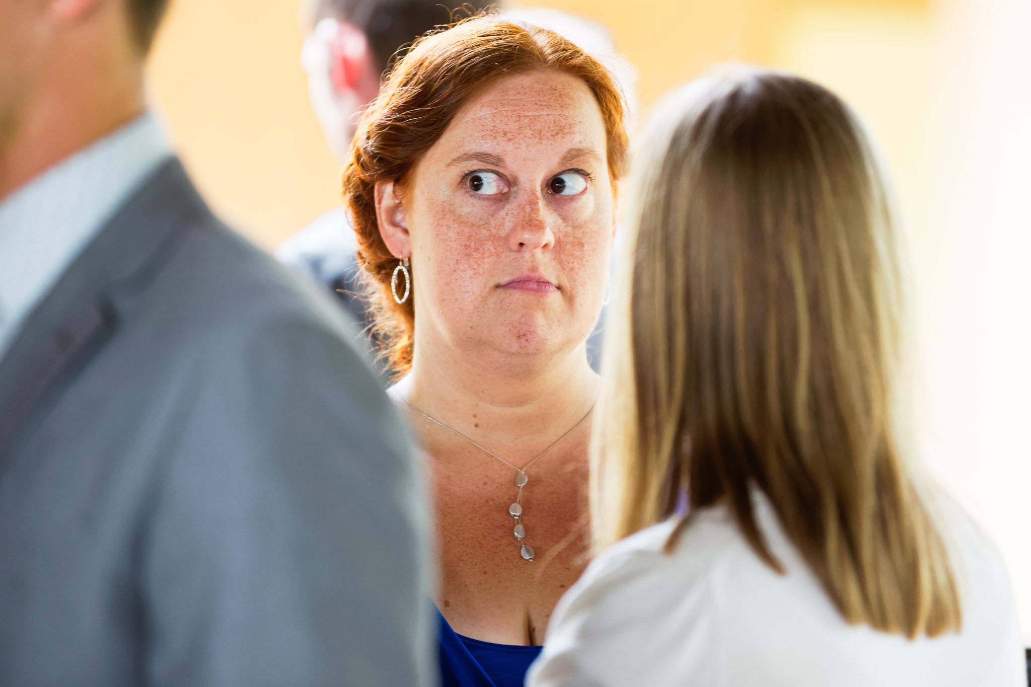 Guest Makes Silly Expression at Wedding Reception