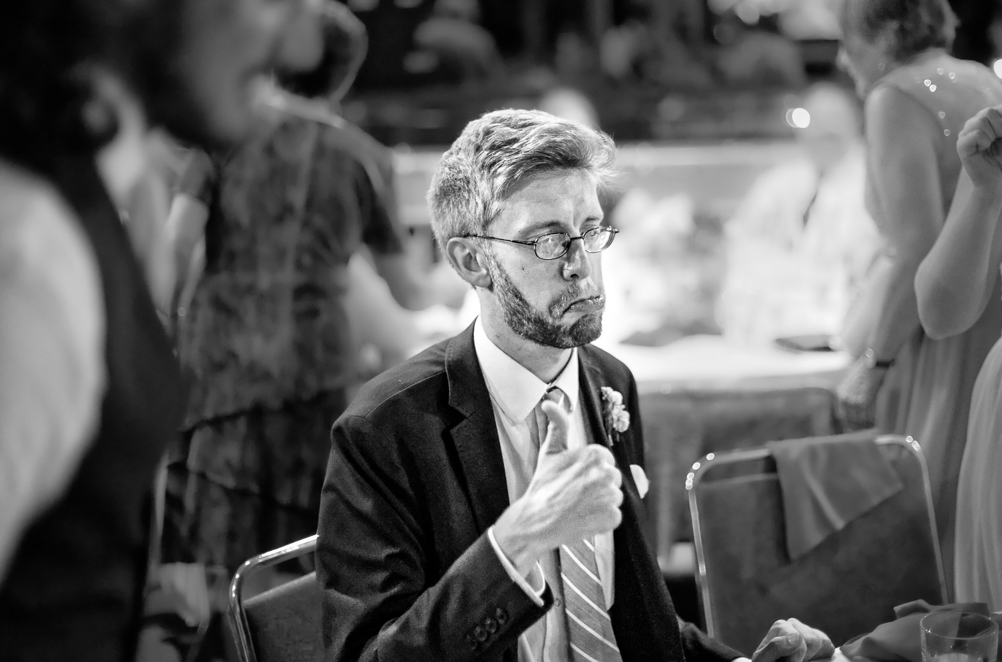 Wedding Guest Thumbs Up Funny Reaction at Reception