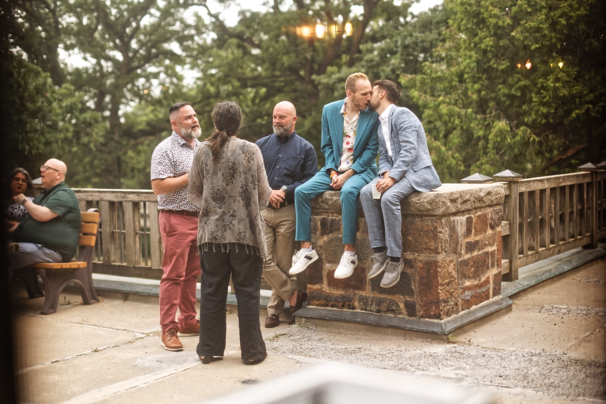 Same-Sex Wedding Reception Kiss at Theodore Wirth Chalet