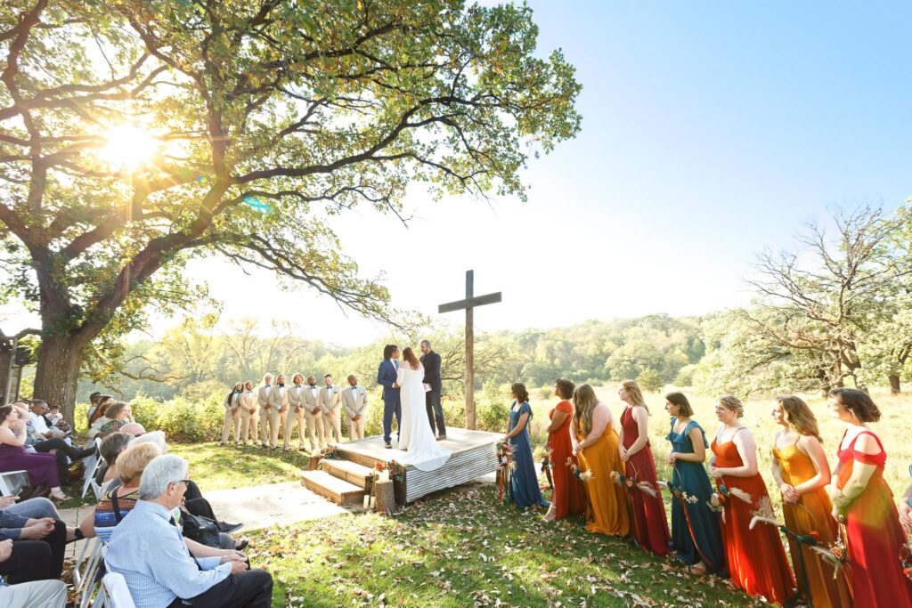 Outdoor Fall Wedding Ceremony at Almquist Farm Hastings MN