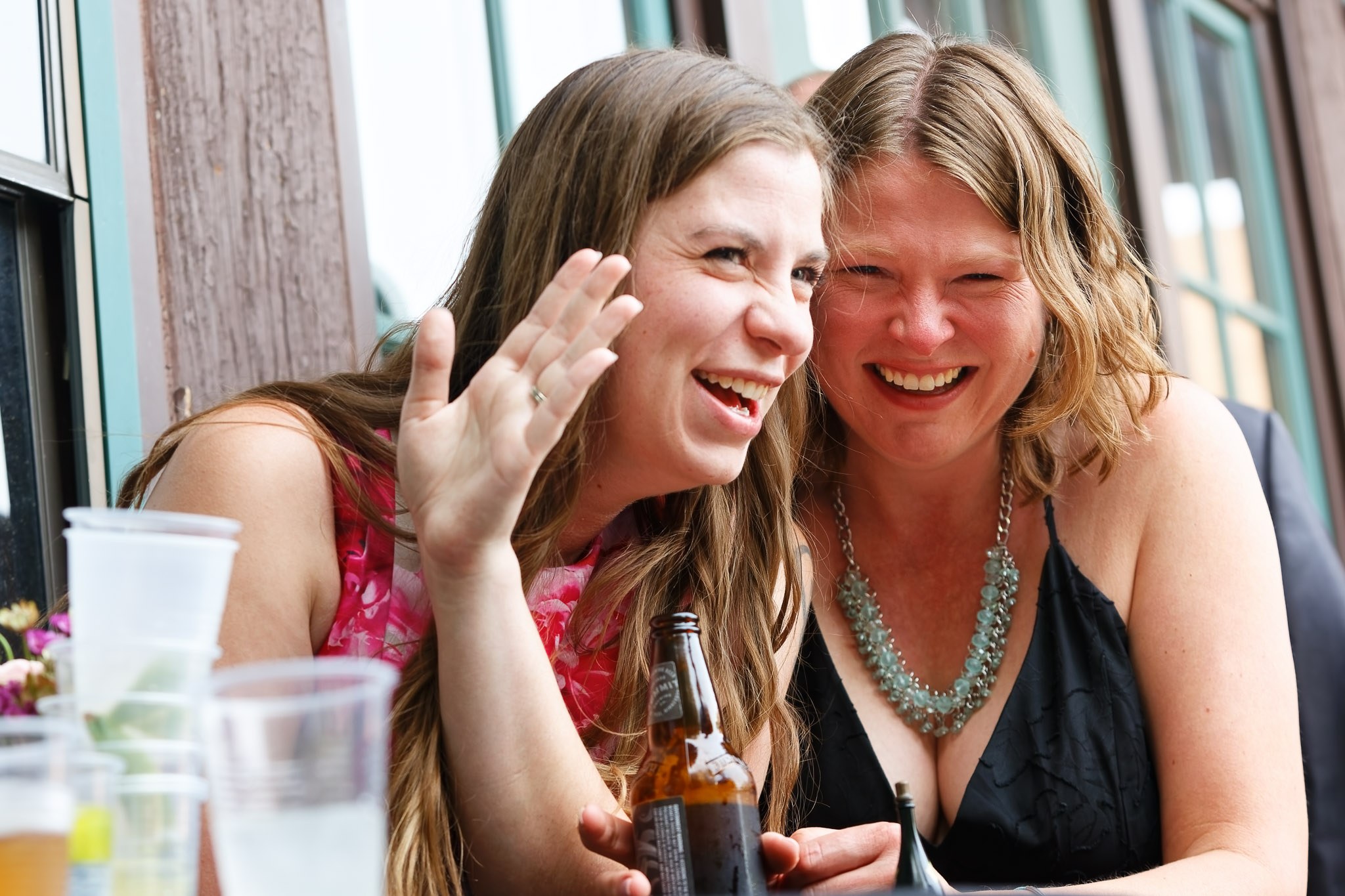 Cocktail Hour Conversation at Theodore Wirth Chalet Wedding