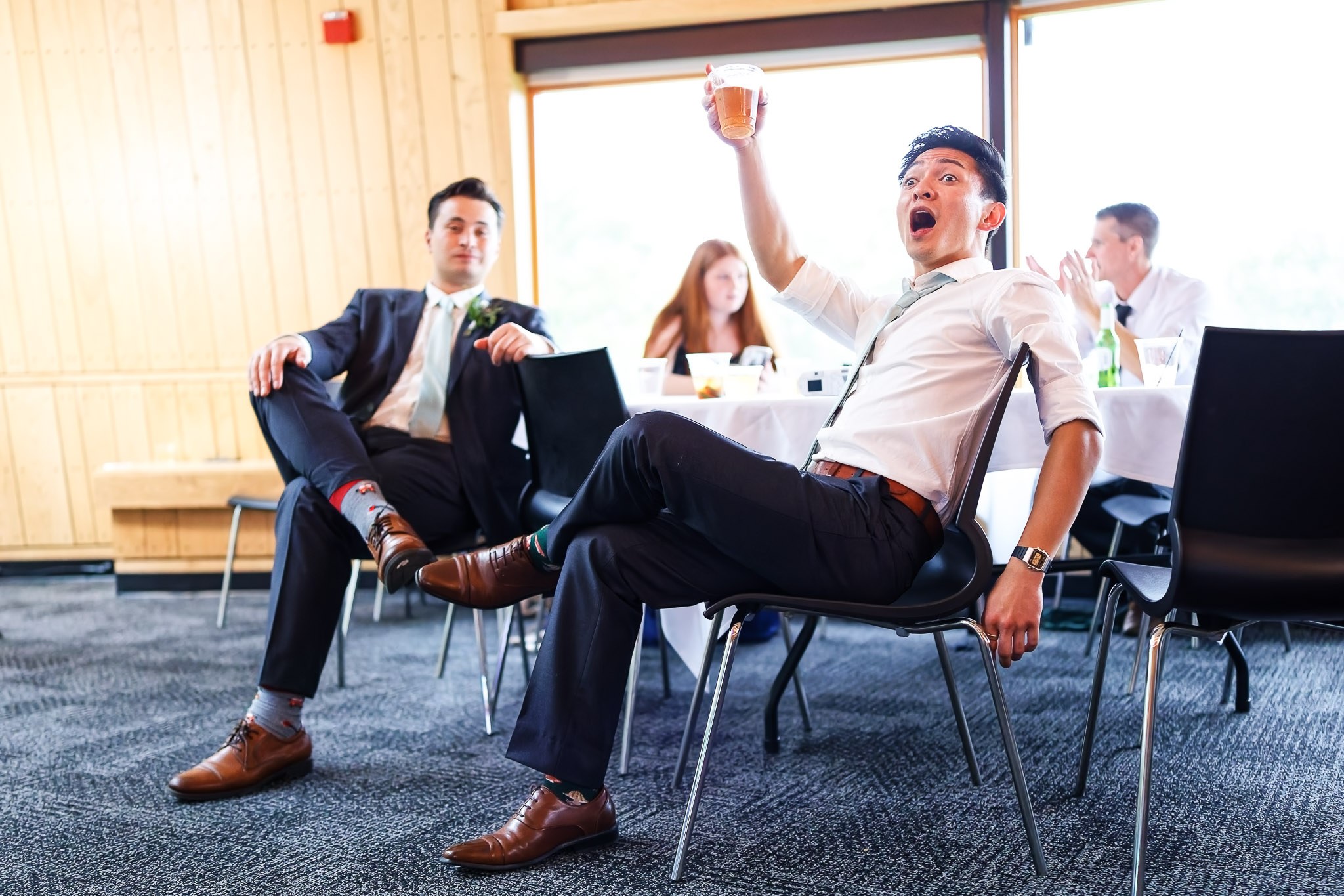 Groomsman Celebrates at Same-Sex Wedding Reception Hastings MN