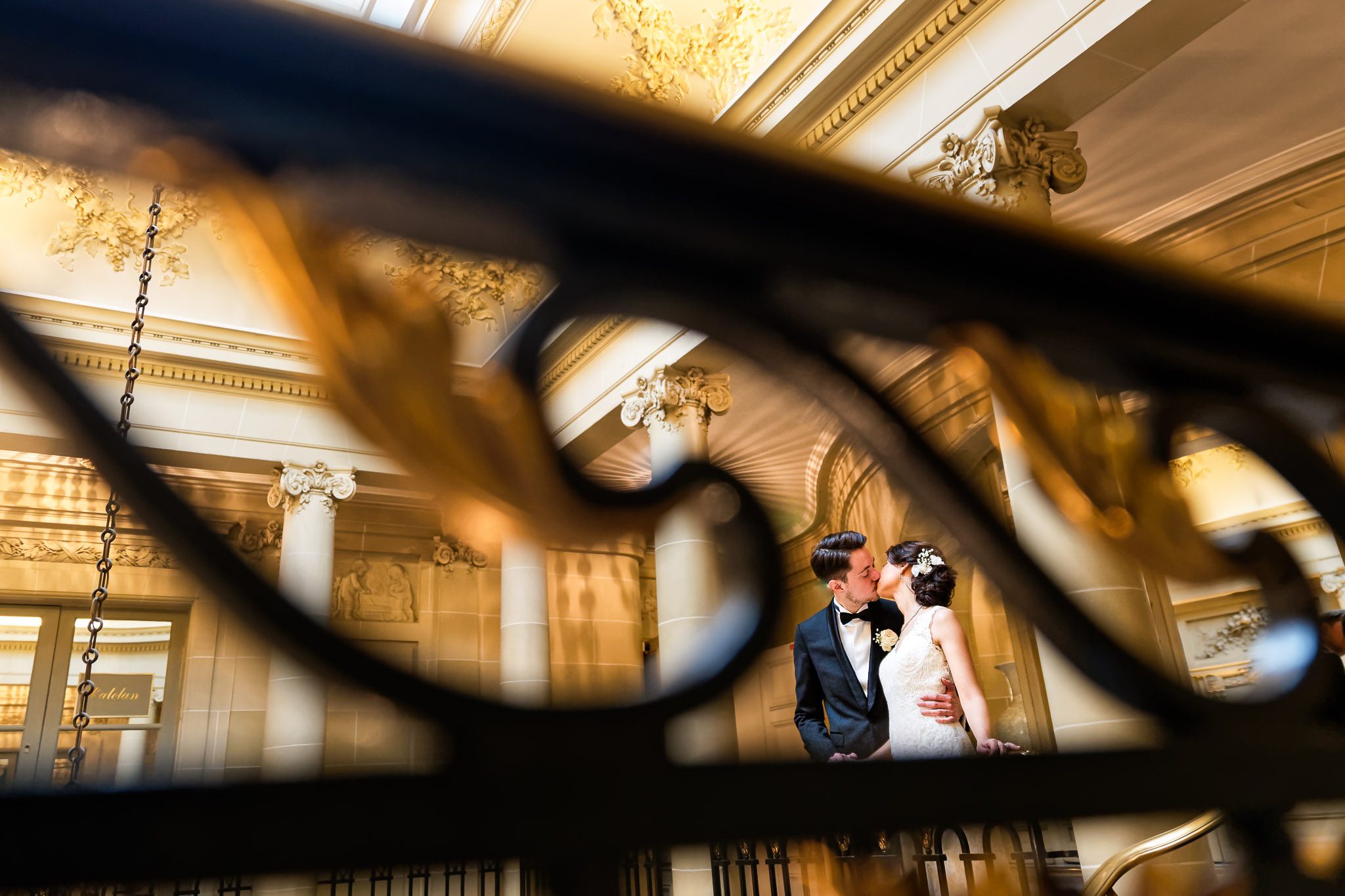 Romantic Couple Portrait in Luxurious Classical Hotel Interior