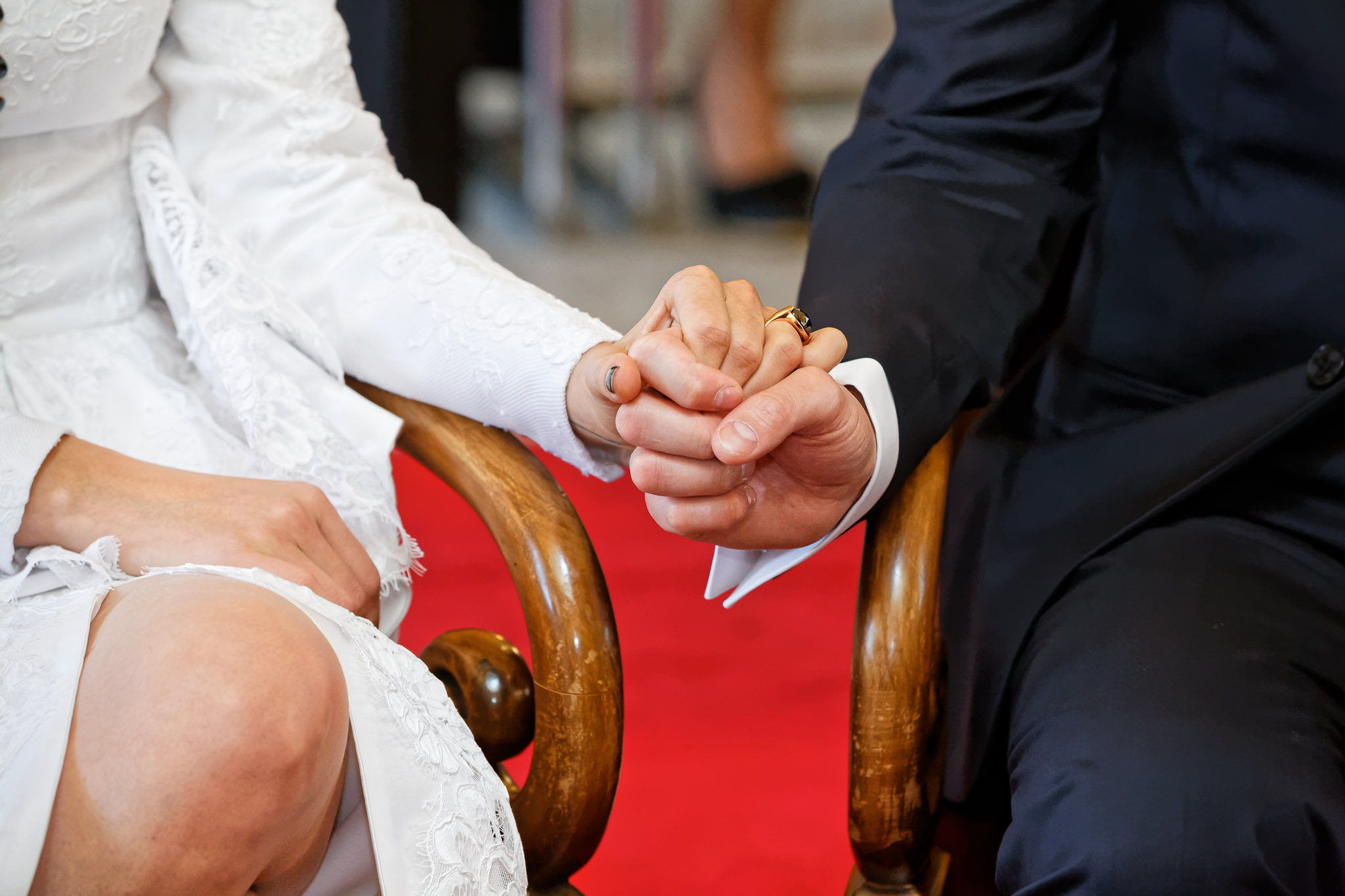 Bride and Groom Holding Hands at Courthouse Wedding
