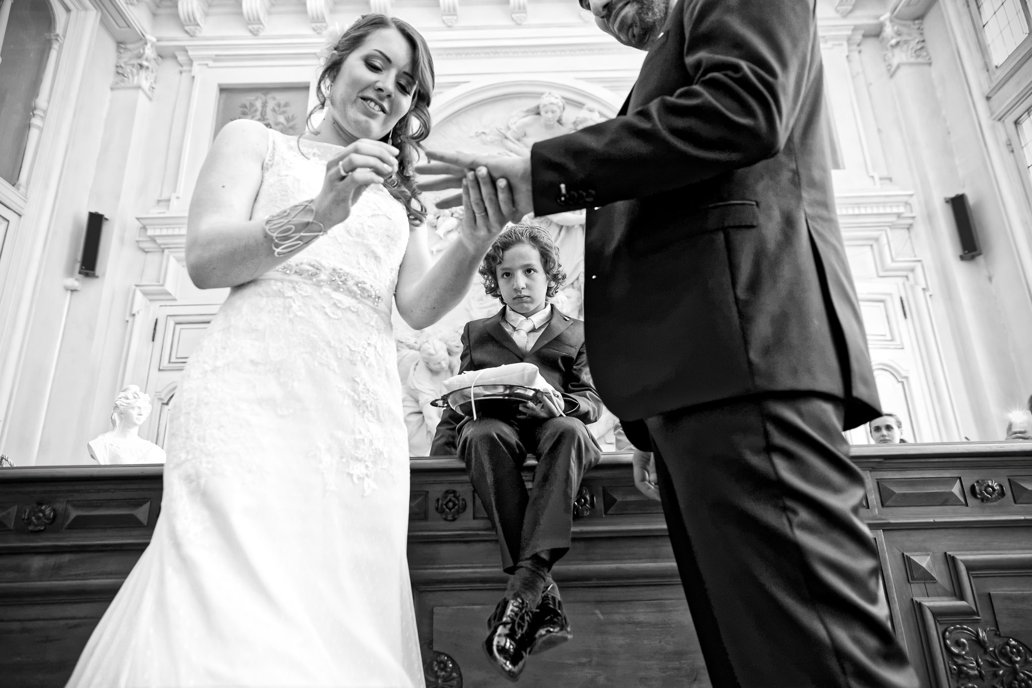 Ring Bearer on Mayor's Desk During City Hall Wedding Ceremony