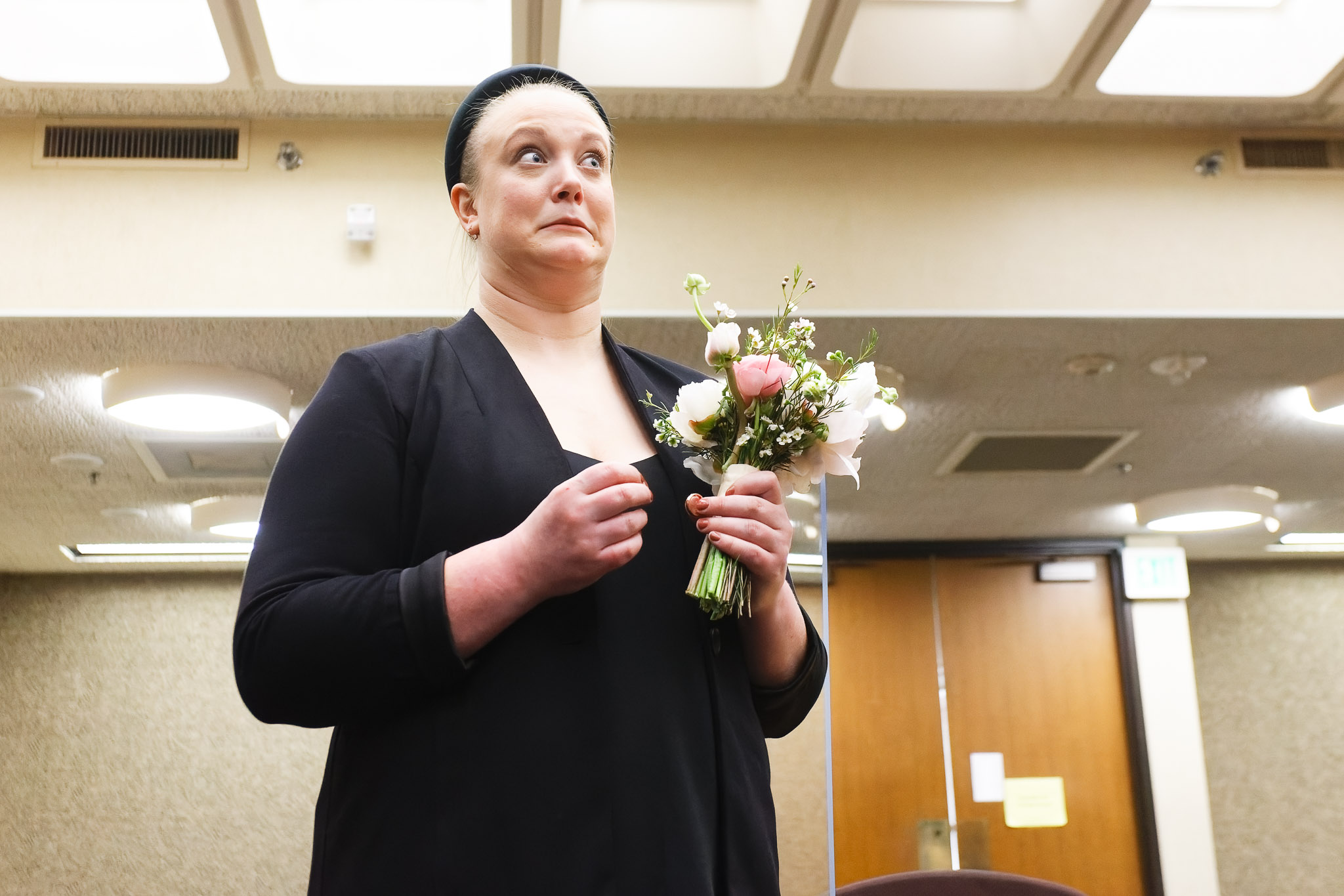 Funny Wedding Witness Expression at Minneapolis Courthouse