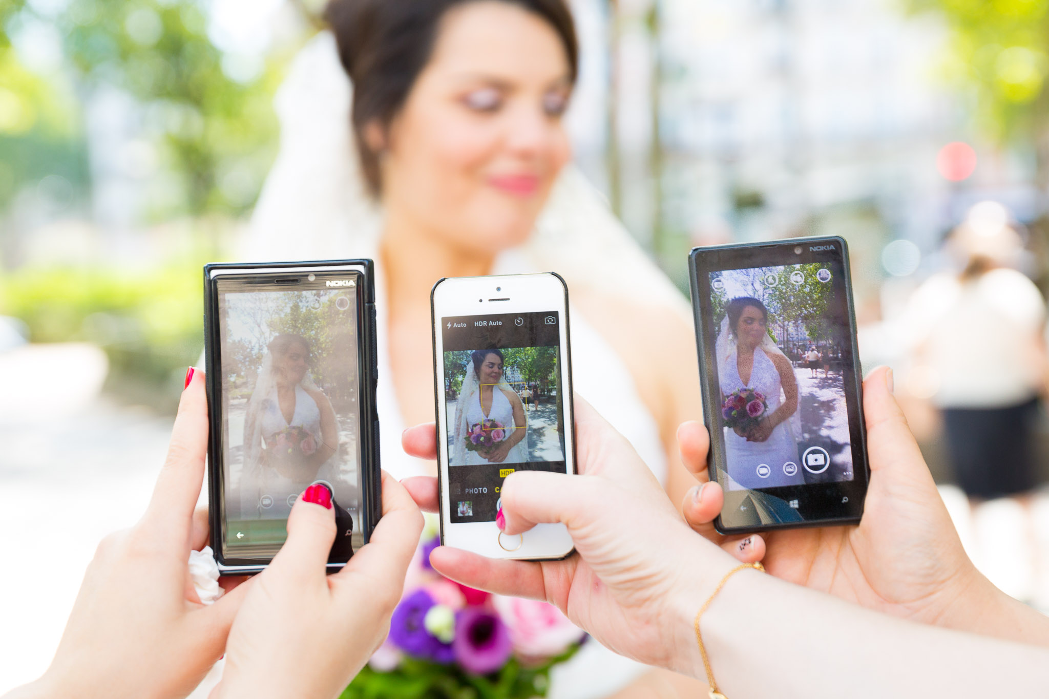 Wedding Guests Turn Paparazzi Taking Phone Photos of Bride