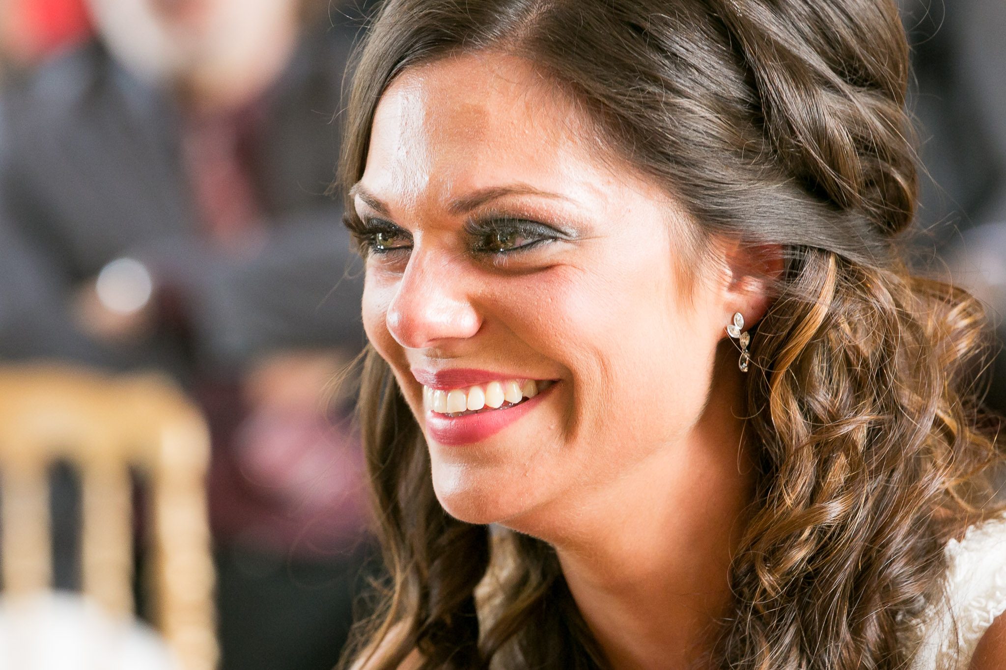 Emotional Bride with Tears of Joy at Courthouse Wedding