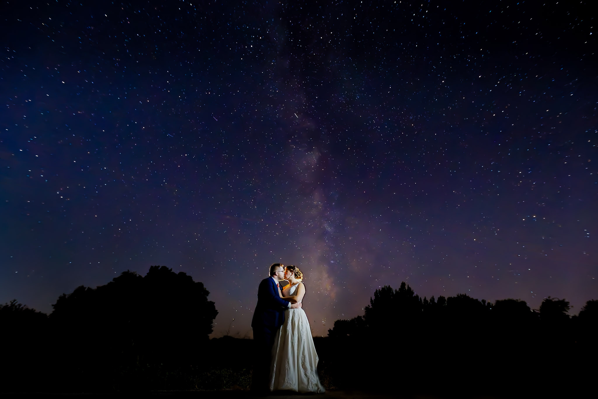 Bride and Groom Milky Way Wedding Photo Byron MN