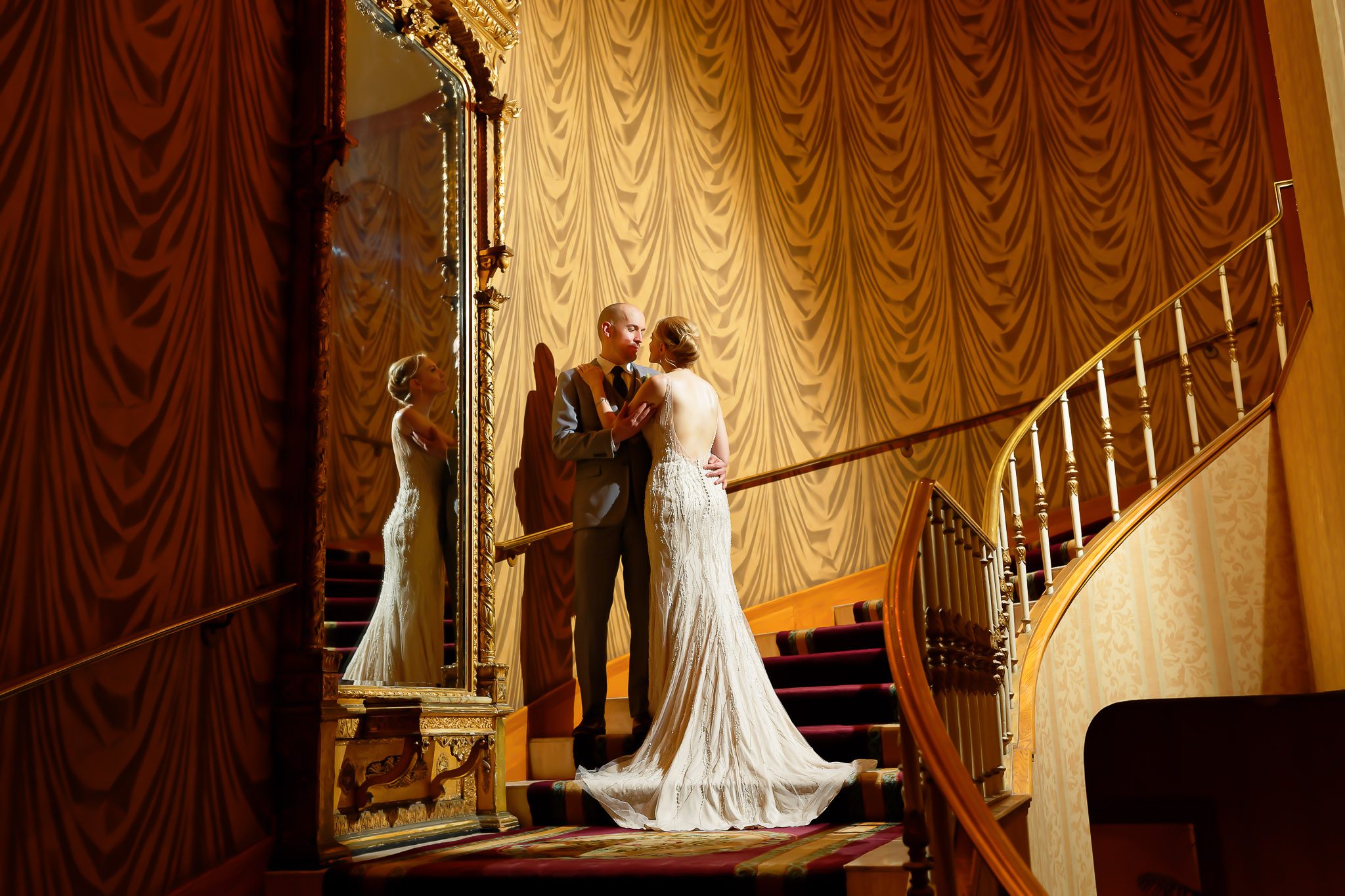 Wedding Staircase Portrait at Saint Paul Hotel Minnesota