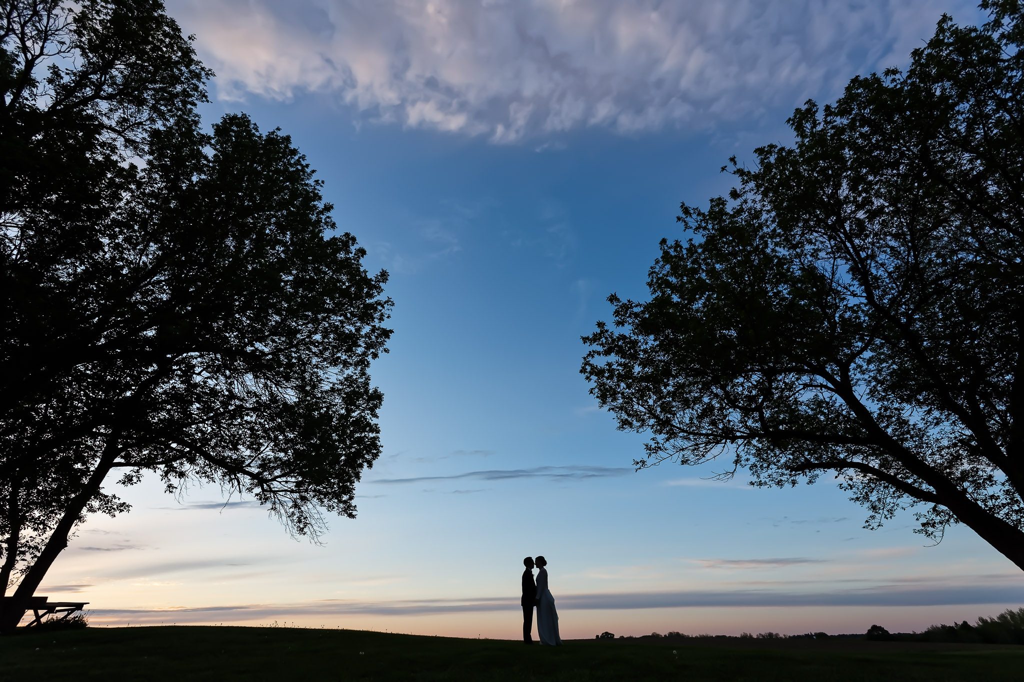 Blue Hour Silhouette Wedding Photo - Pond View Barn