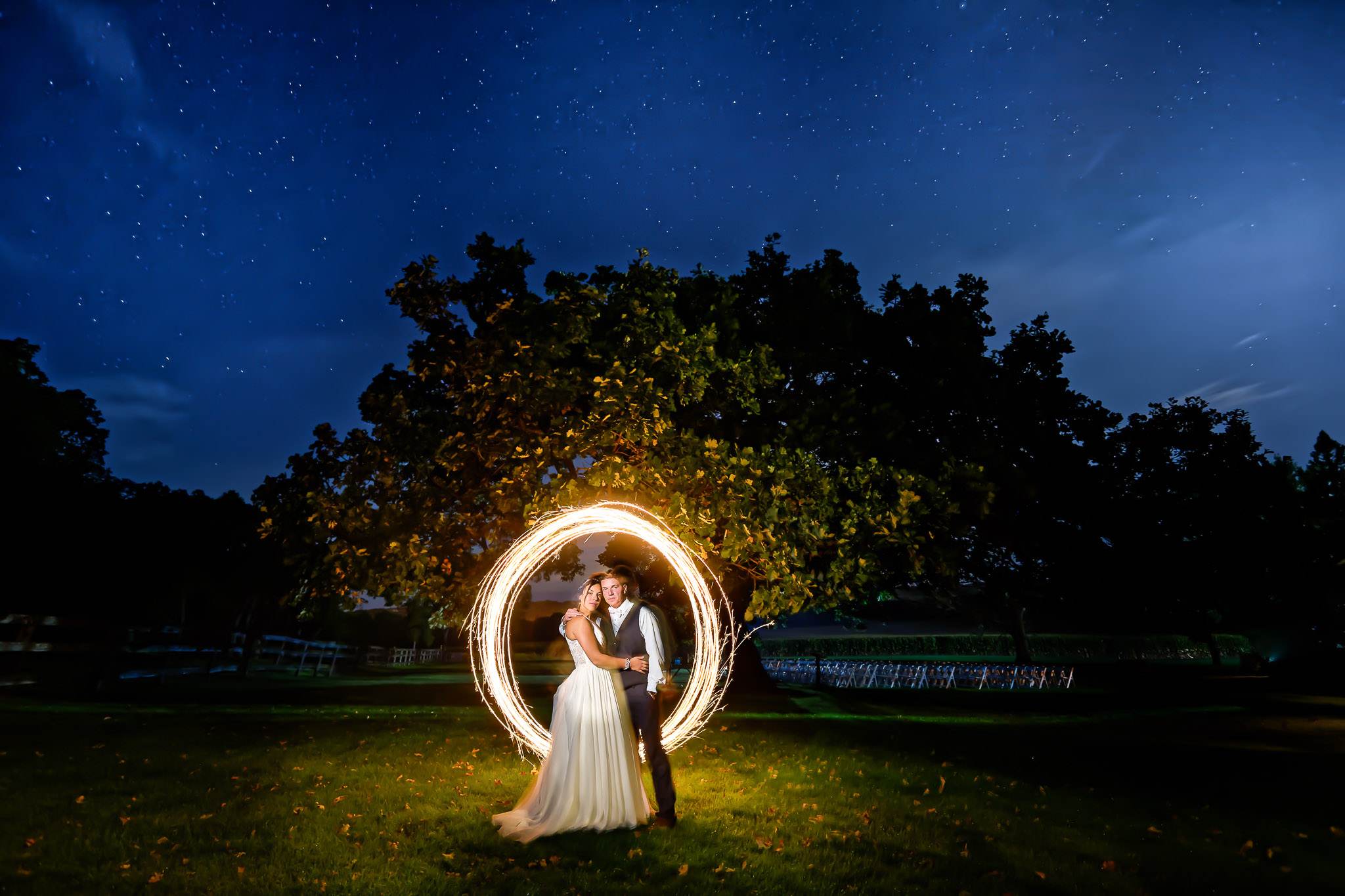 Sparkler Circle Wedding Photography Under Stars Rochester MN