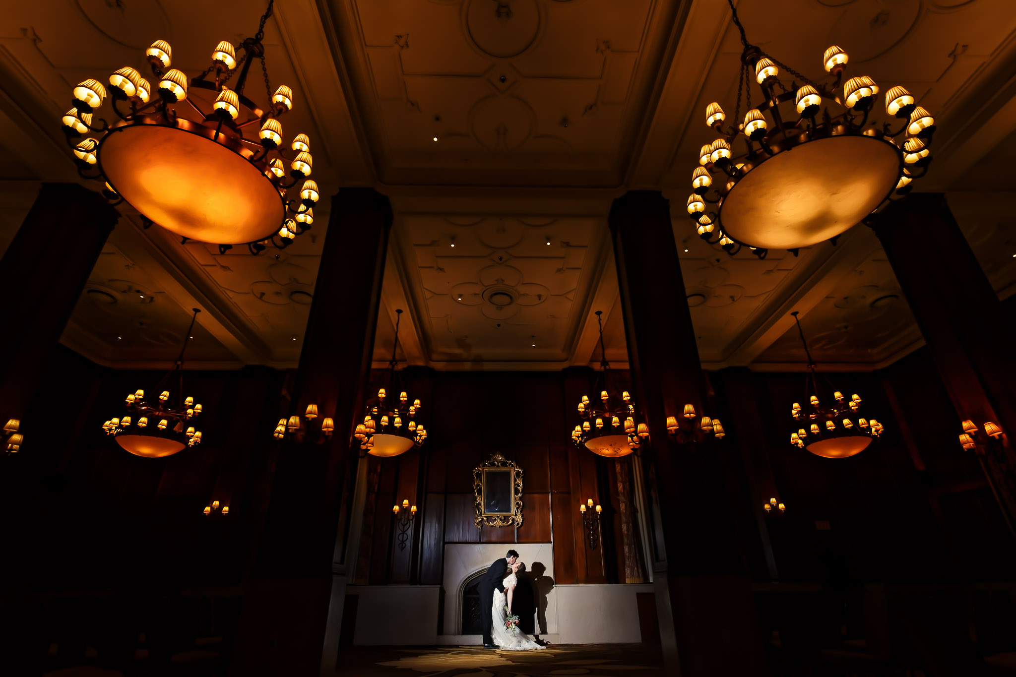 Dramatic Wedding Portrait Kahler Grand Hotel Rochester Minnesota