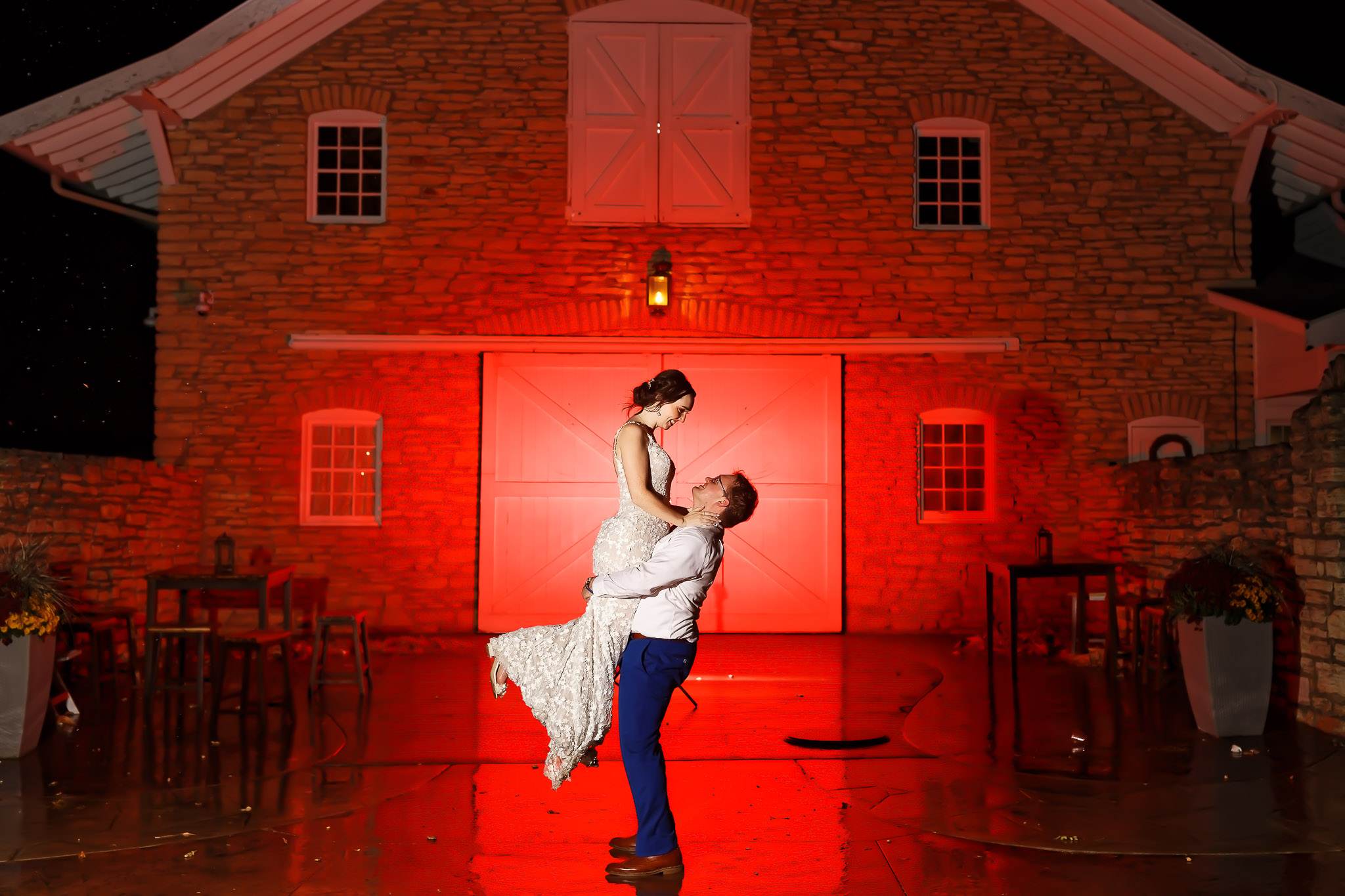 Rainy Wedding Night at Mayowood Stone Barn Rochester Minnesota