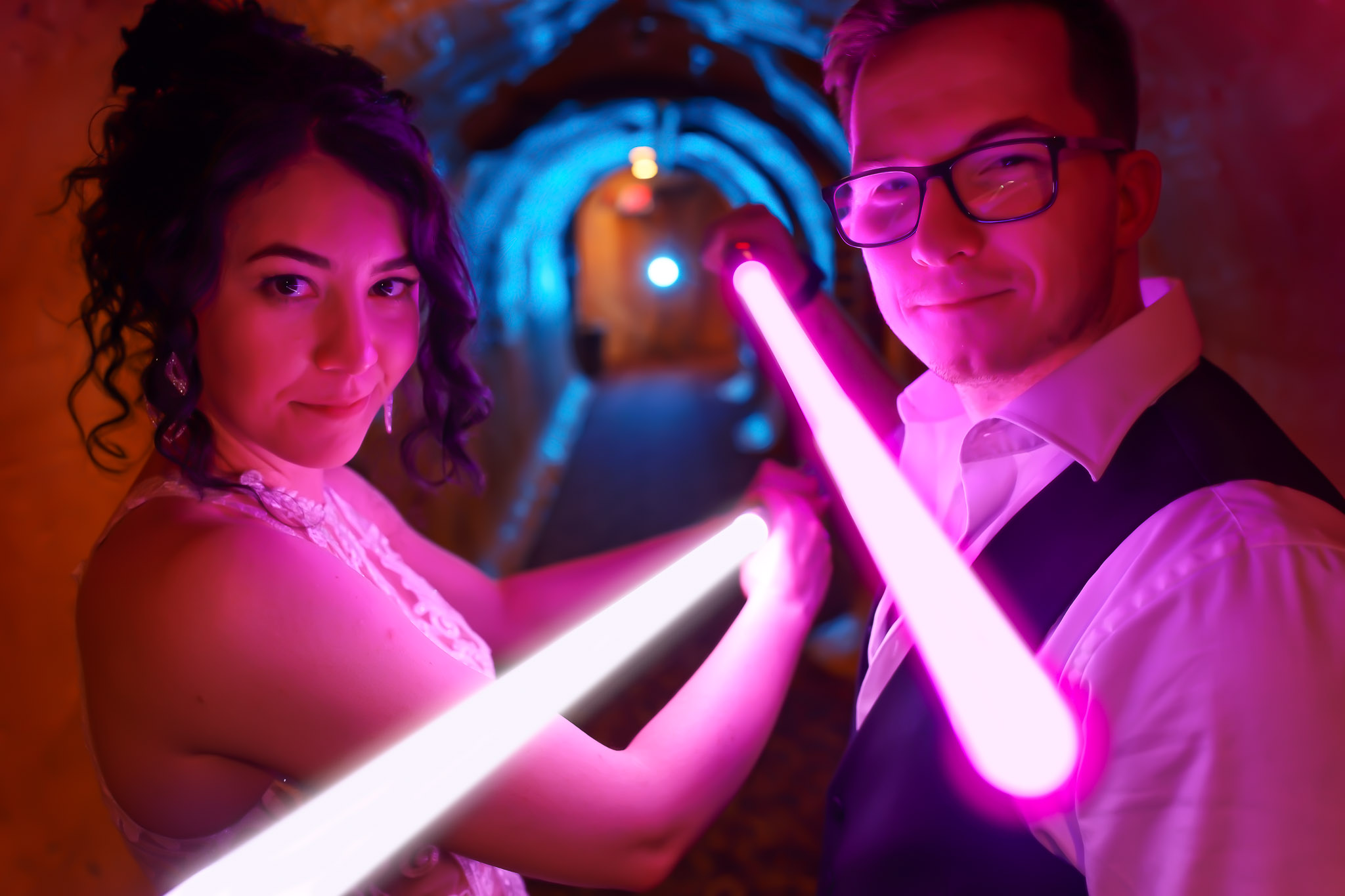 Star Wars Wedding Portrait with Light Sabers - Chanhassen Theate