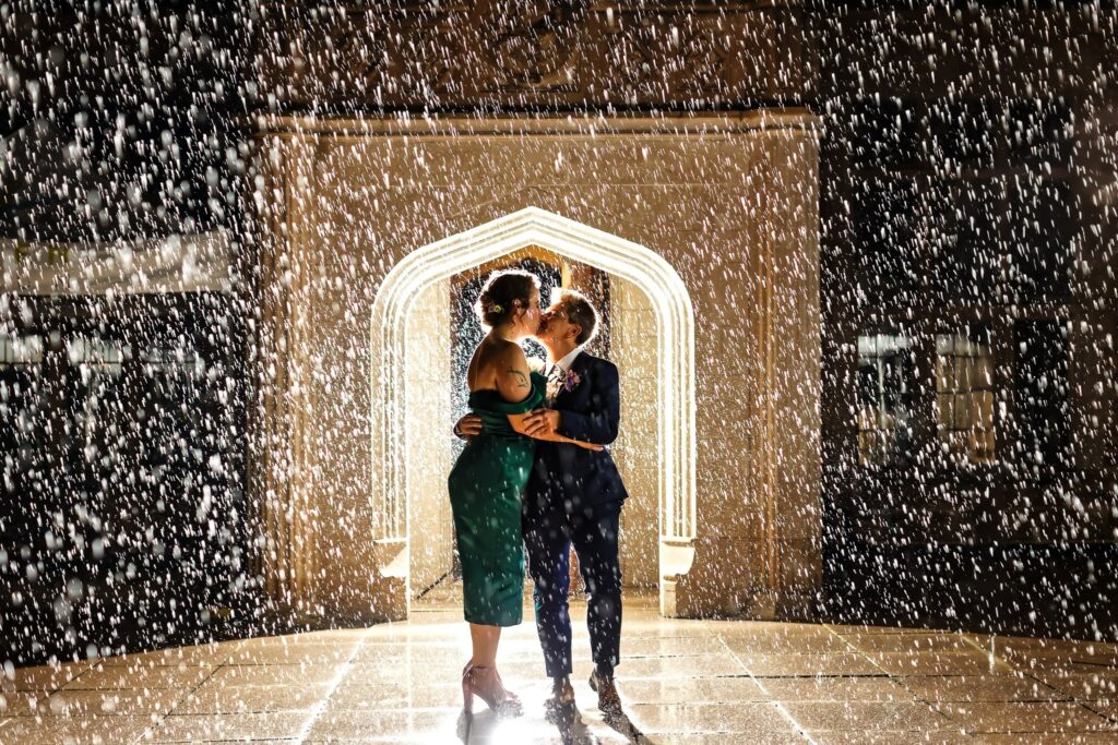 Rainy Wedding Kiss at Bakken Museum Minneapolis