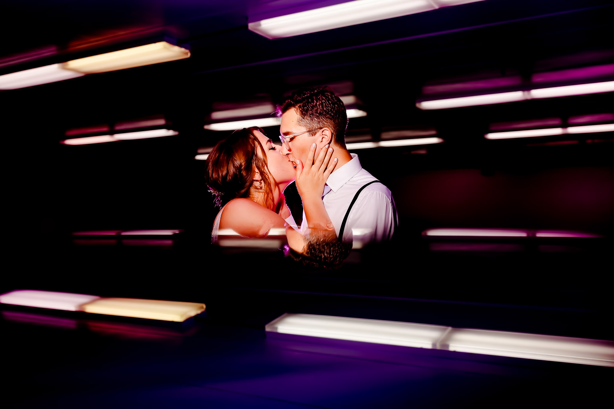 Mirror Reflection Wedding Kiss at Welch Village Minnesota