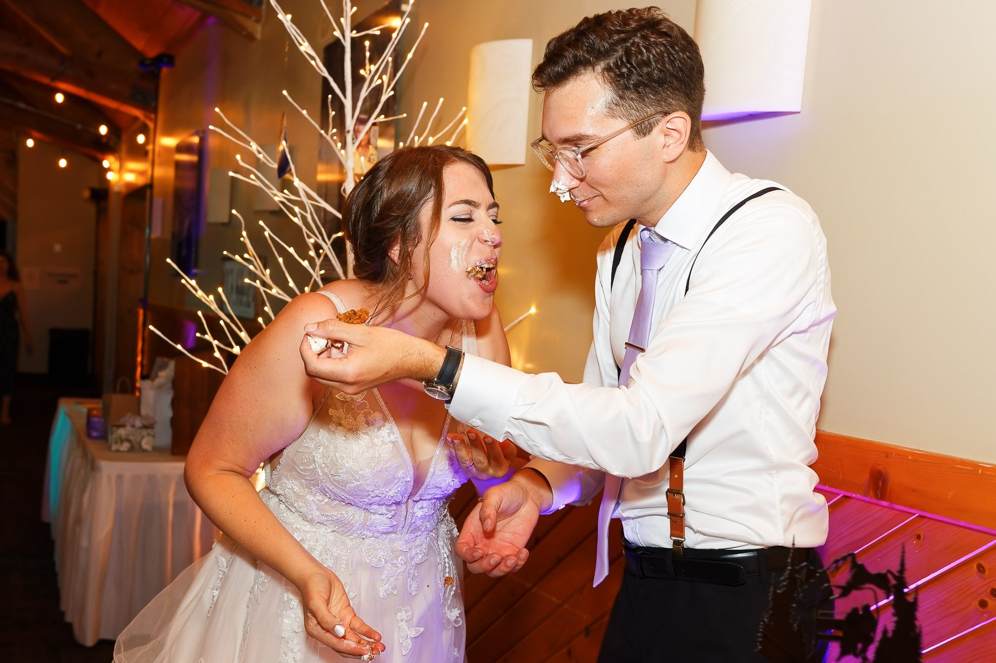 Cake Fight Wedding Reception Photo at Welch Village Minnesota
