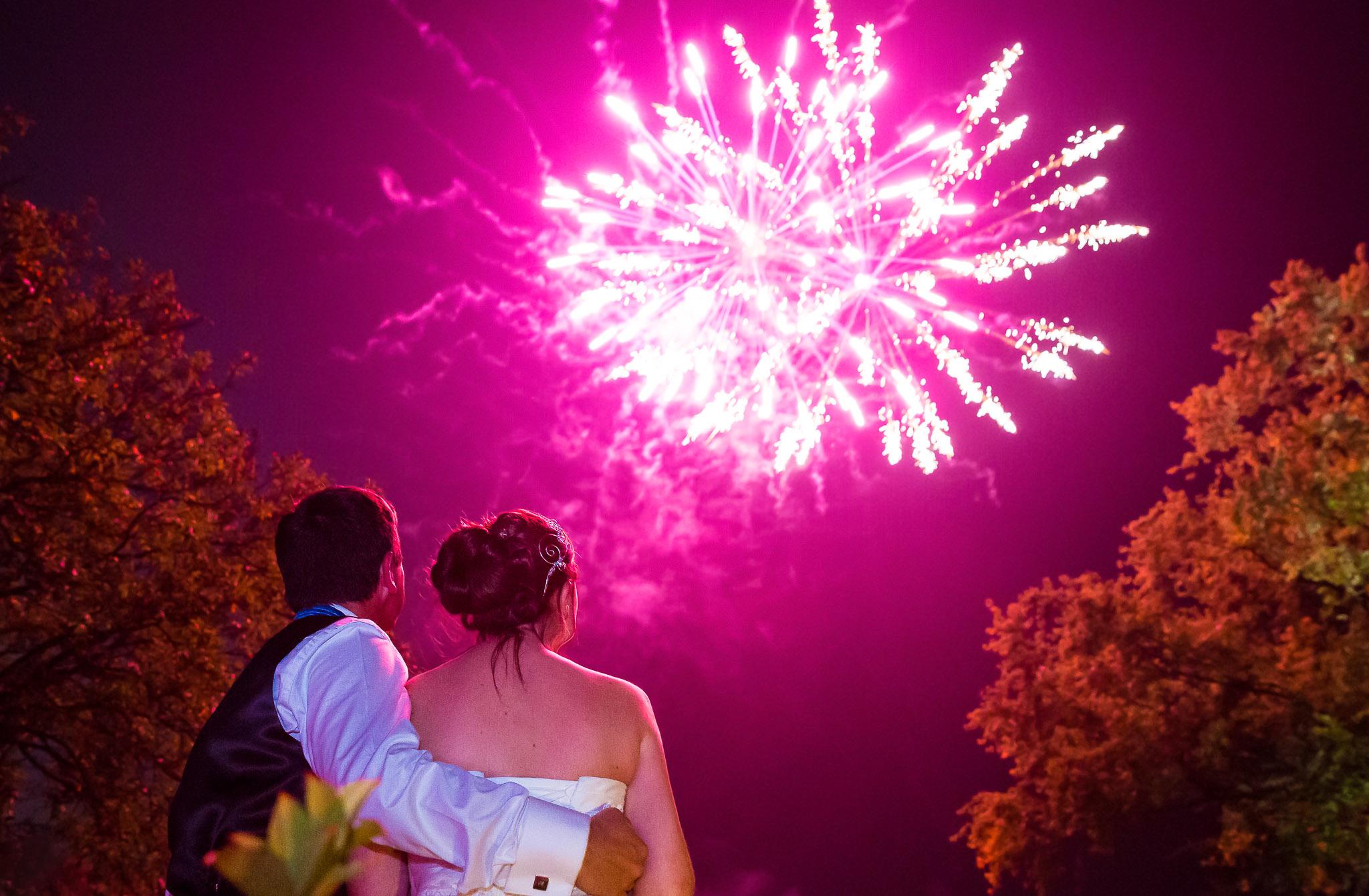 Wedding Fireworks Display - Bride and Groom Watch Pyrotechnics