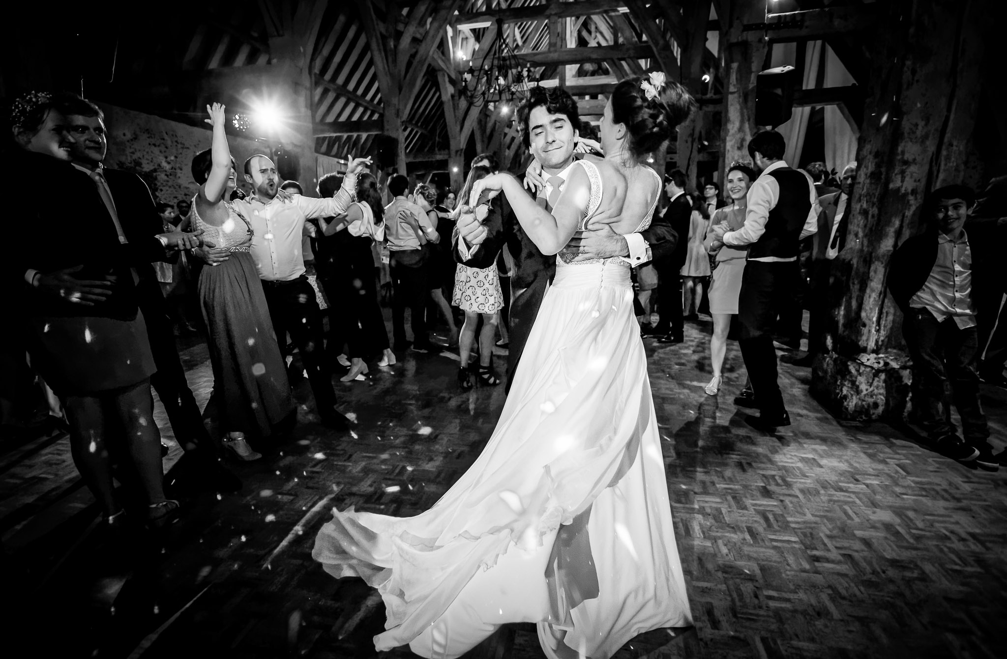 First Dance with Disco Ball Lights at Wedding Reception