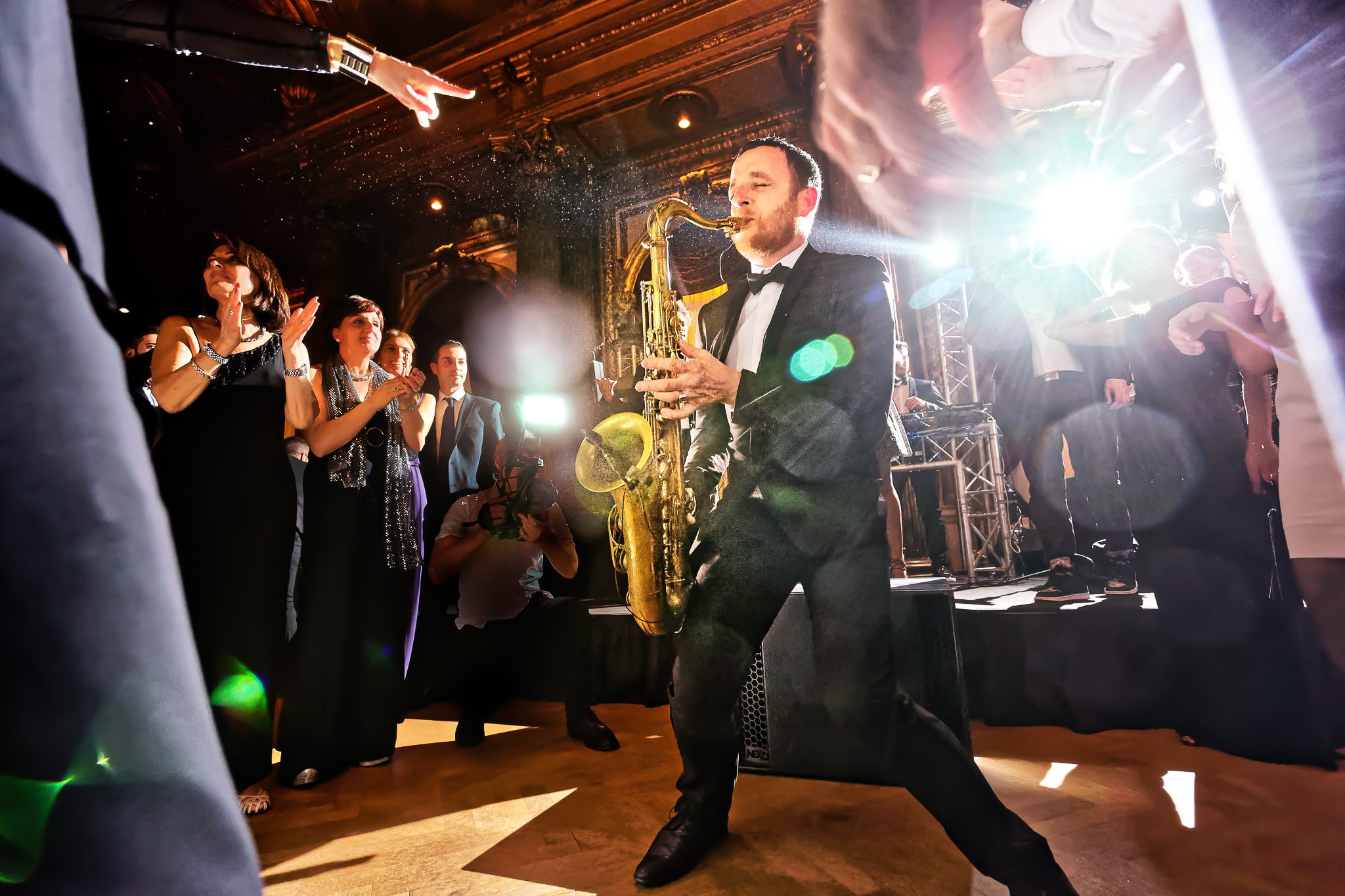Live Jazz Band Wedding Reception with Dancing Guests