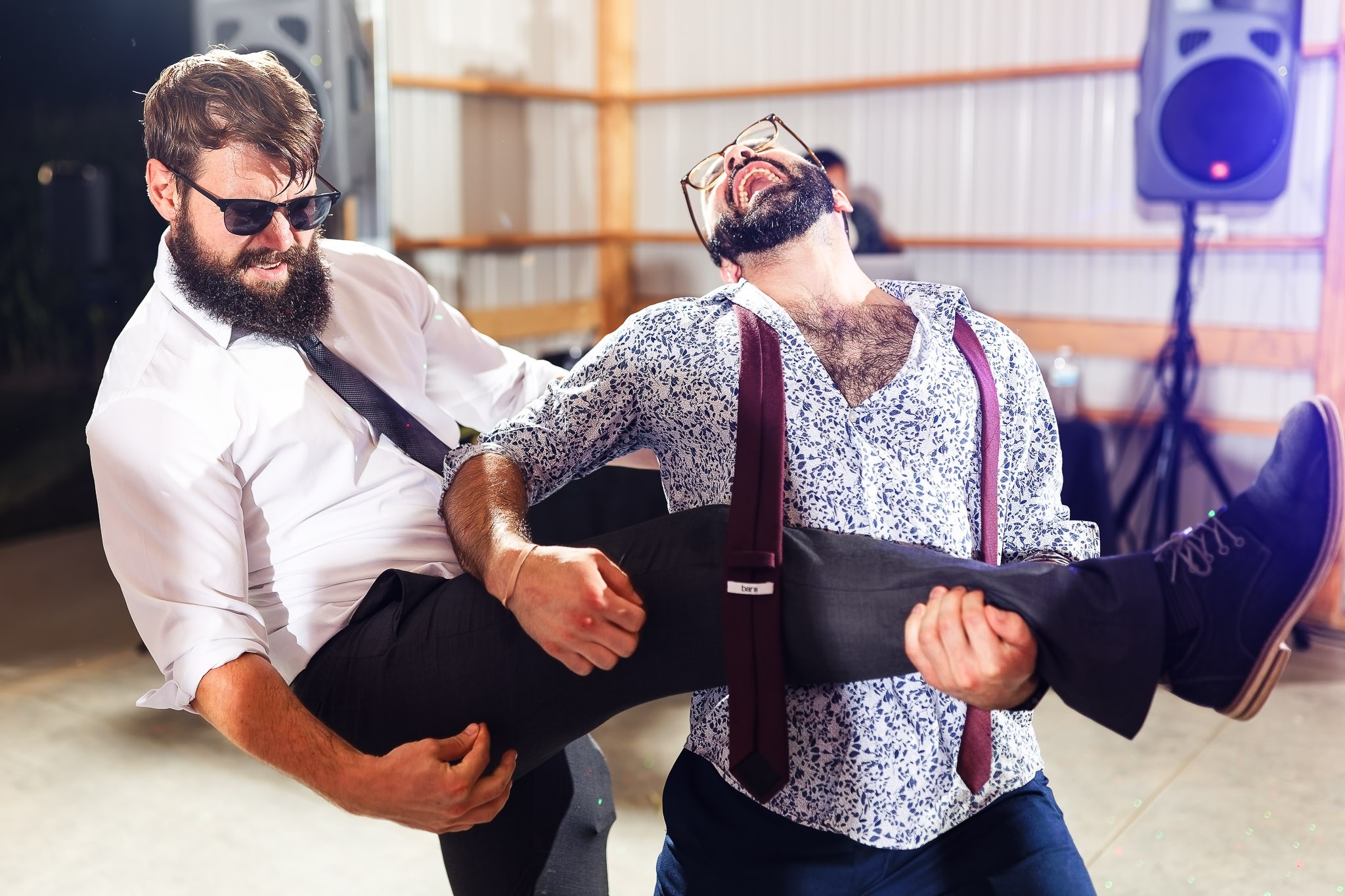 Playful Wedding Guests Dancing at Whitewater State Park