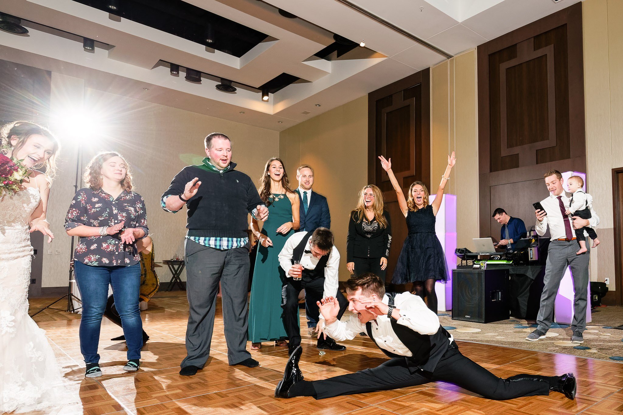 Groom's Split Dance Move Entertains Wedding Reception Guests