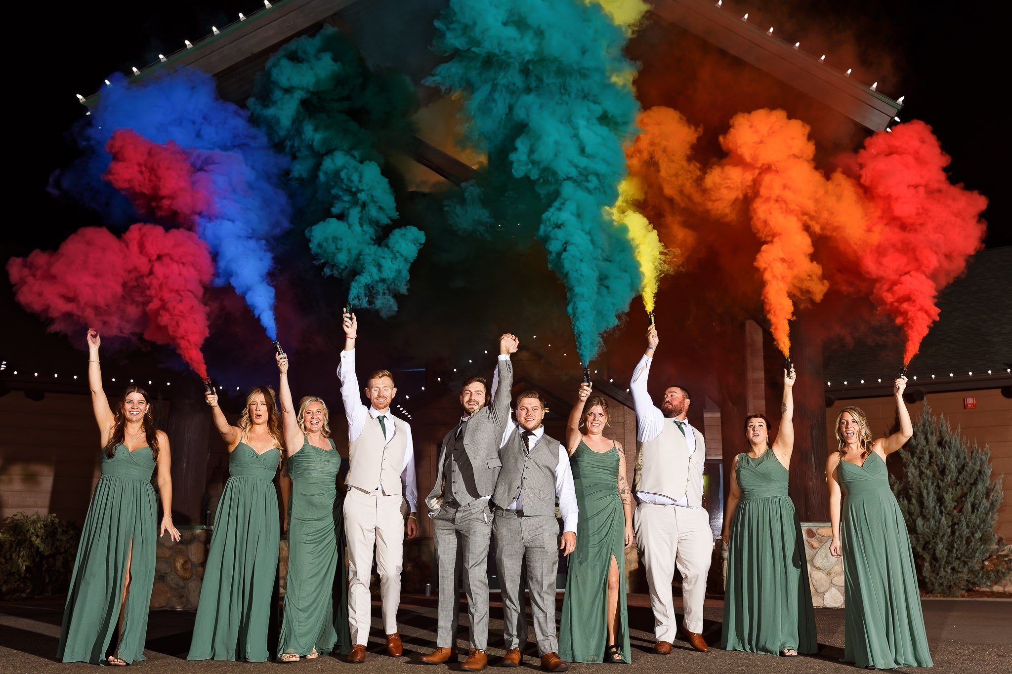 Colorful Smoke Bomb Wedding Photos at The Grands Sartell MN