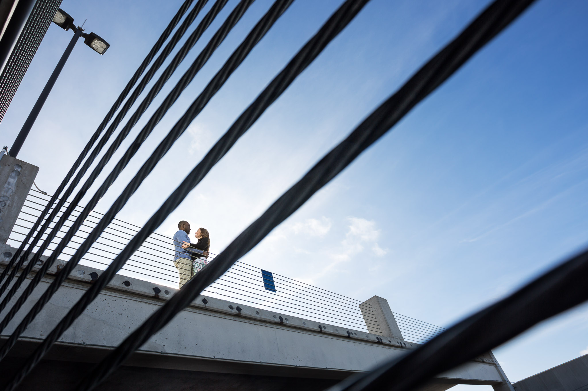 Modern Bridge Engagement Photos - Golden Hour Urban Session