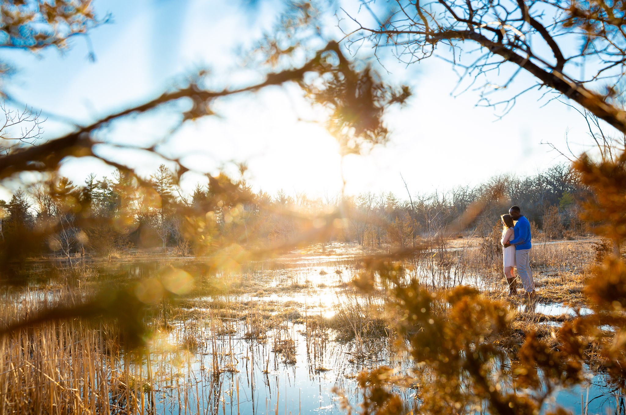 Quarry Hill Wetlands Golden Hour Engagement Session