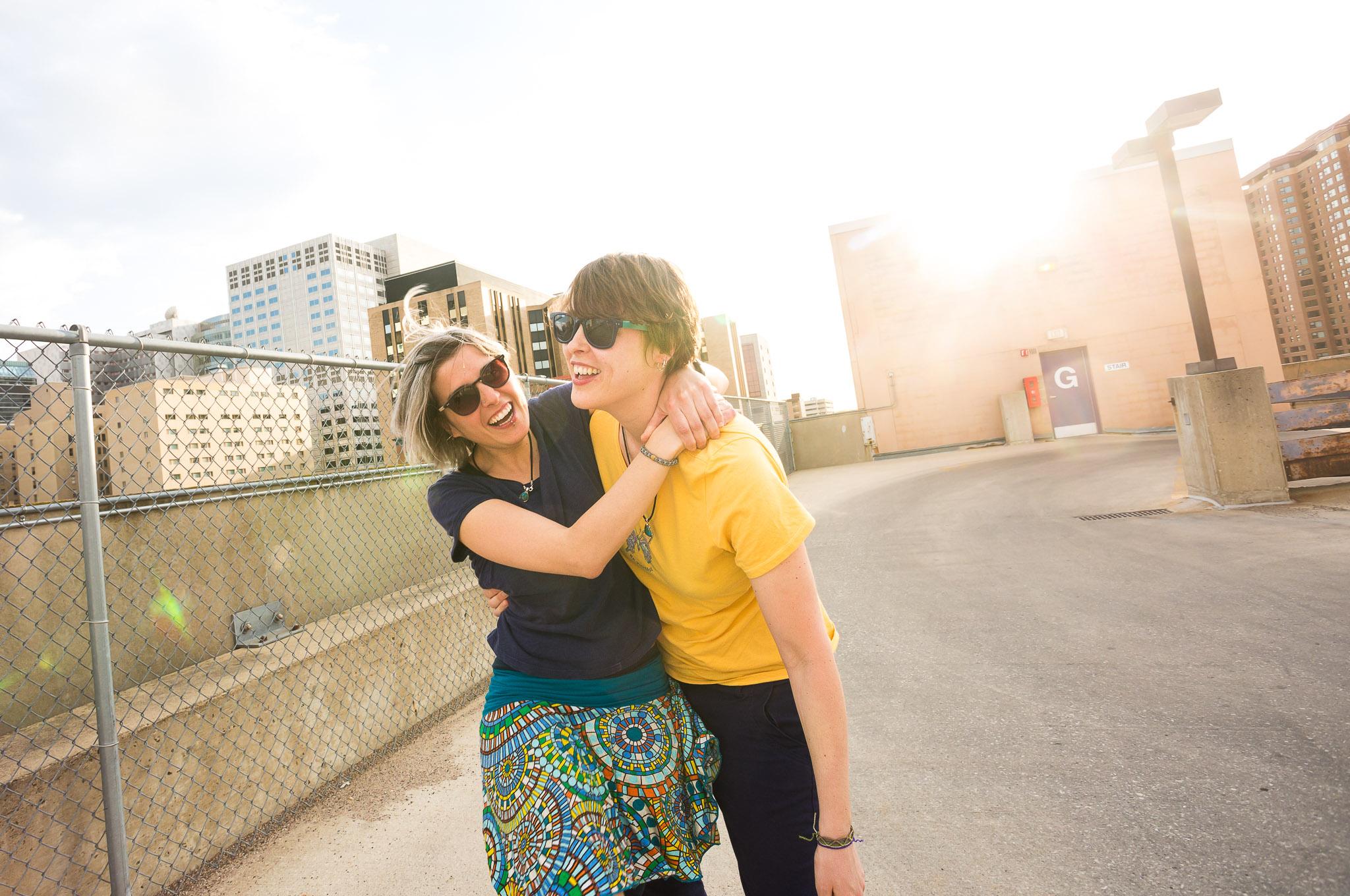 Rooftop Lesbian Engagement Photos Rochester Minnesota