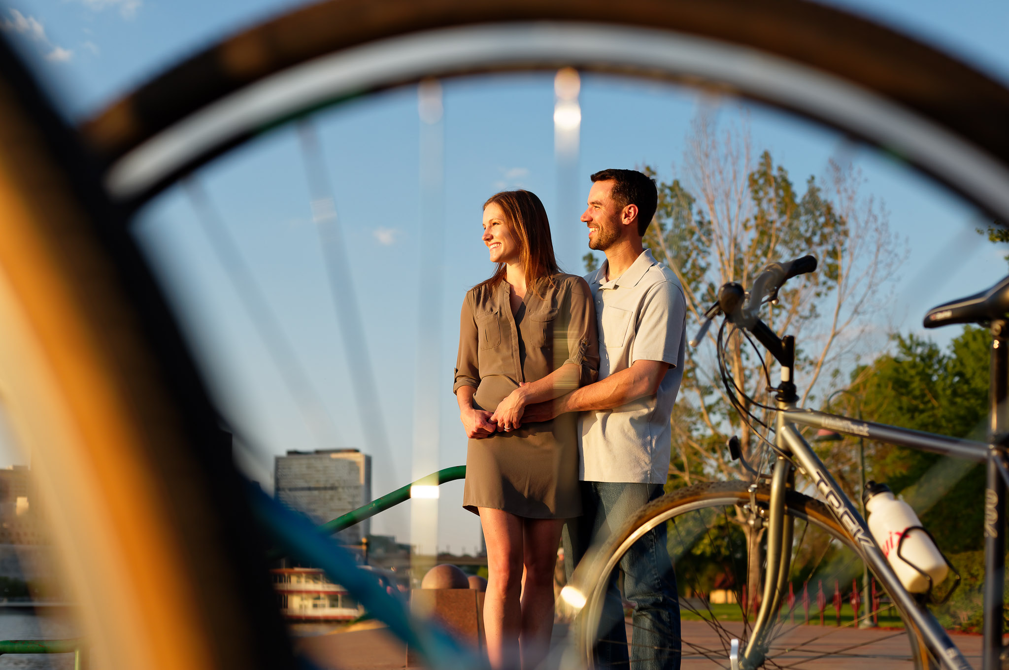 St Paul Bridge Engagement Session with Golden Hour Light