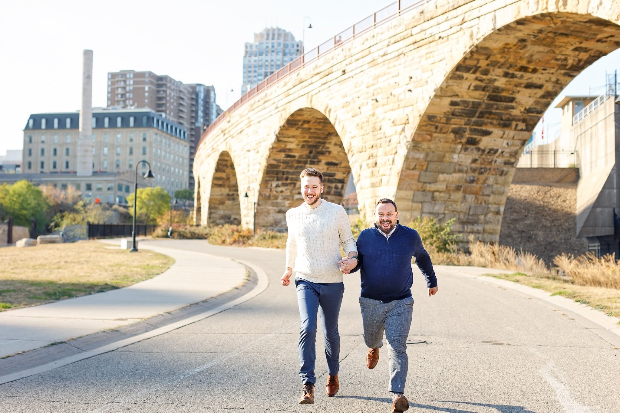Same-Sex Engagement Photos at Stone Bridge Ham Lake Minnesota