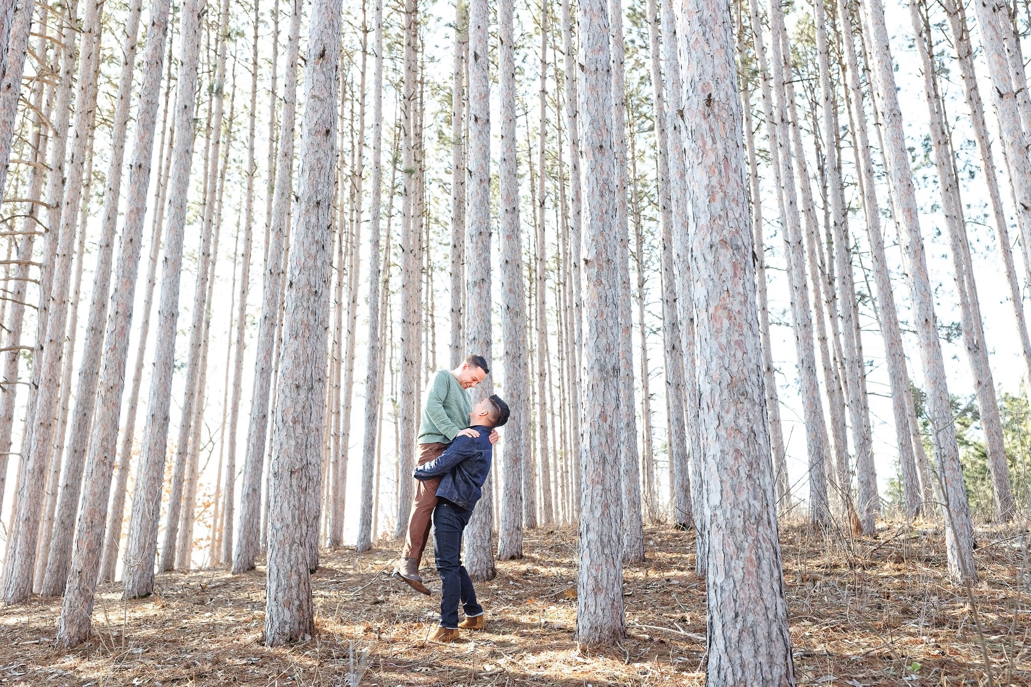 Gay Couple Engagement Session Stillwater Minnesota Forest
