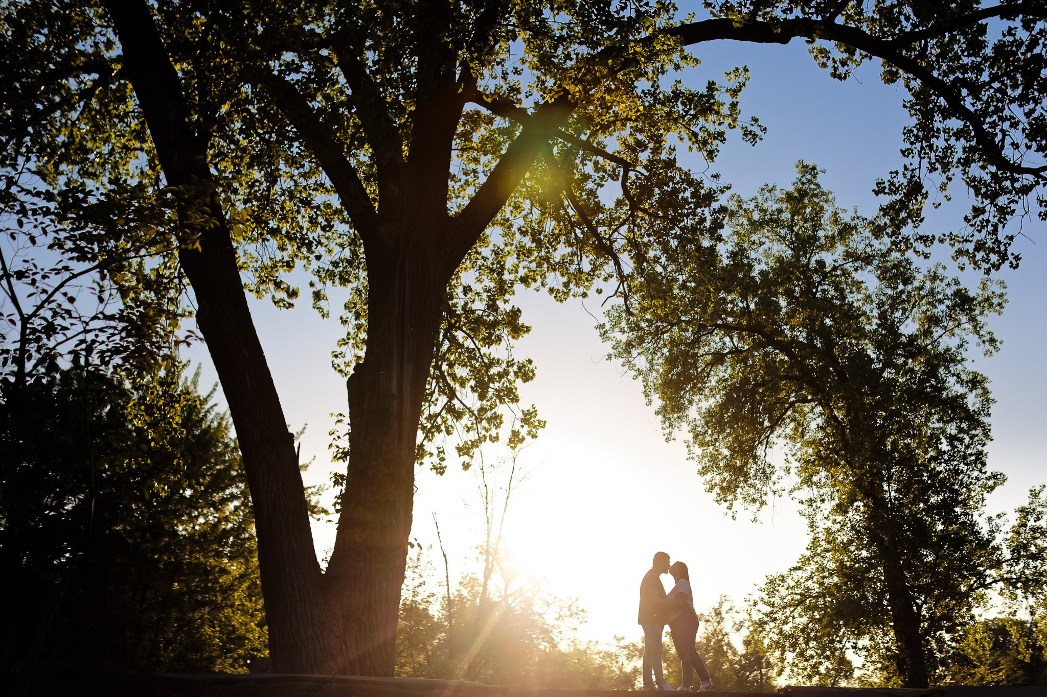 Romantic Silhouette Engagement Photos at Pettibone Park La Cross