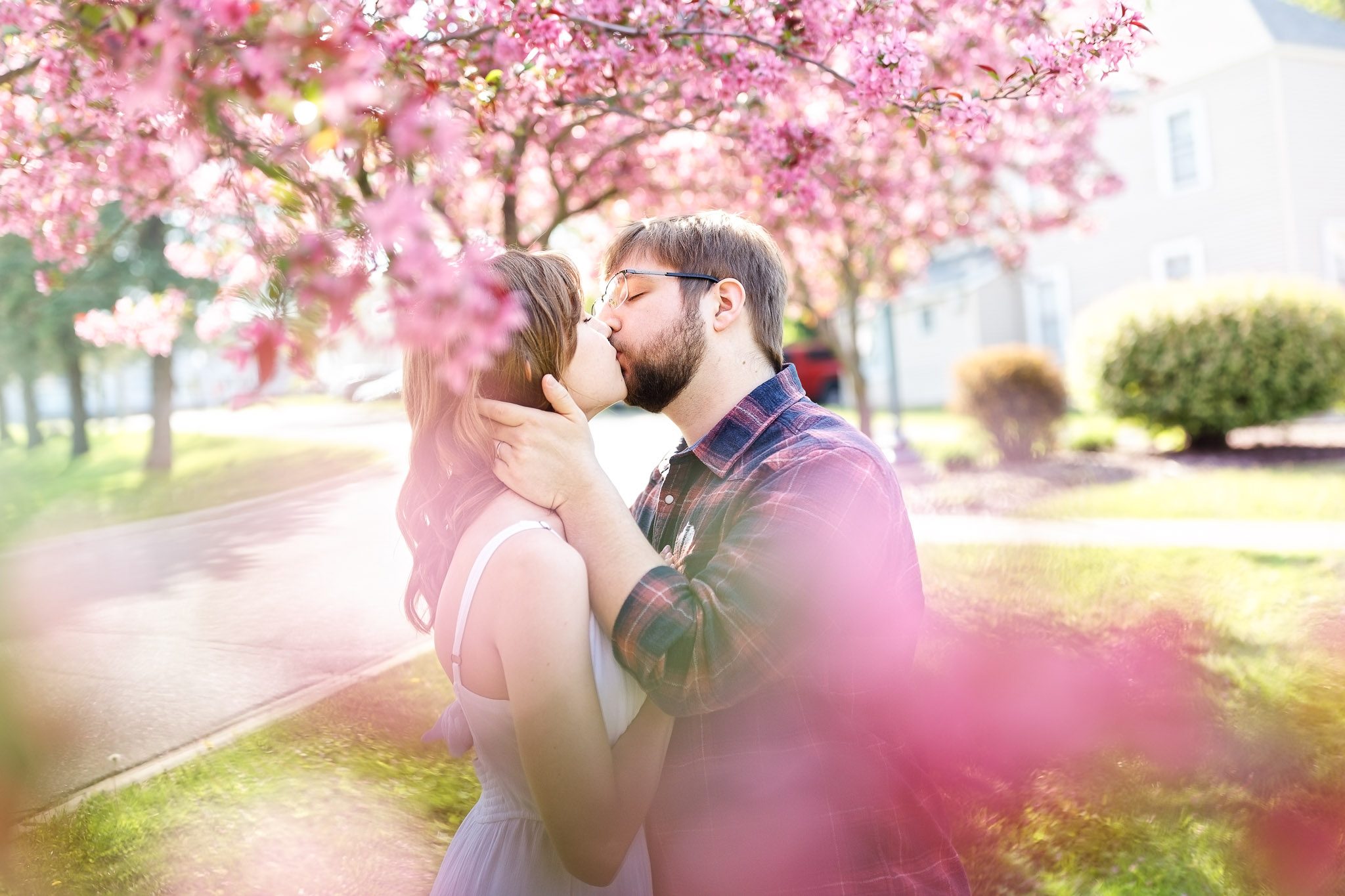 Cherry Blossom Engagement Photos Faribault Minnesota