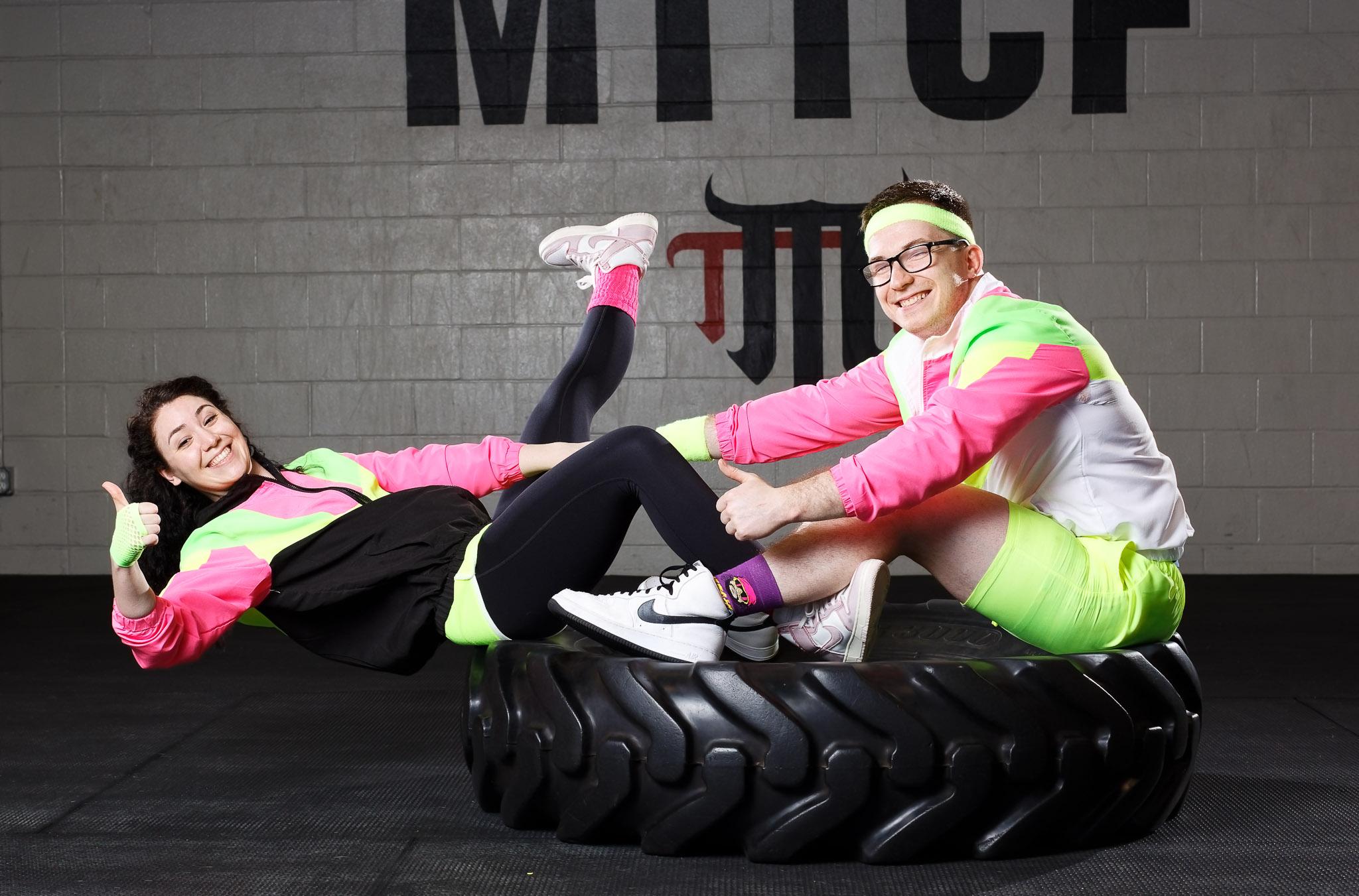 80s Aerobics Engagement Session at Minnesota Top Team Eagan