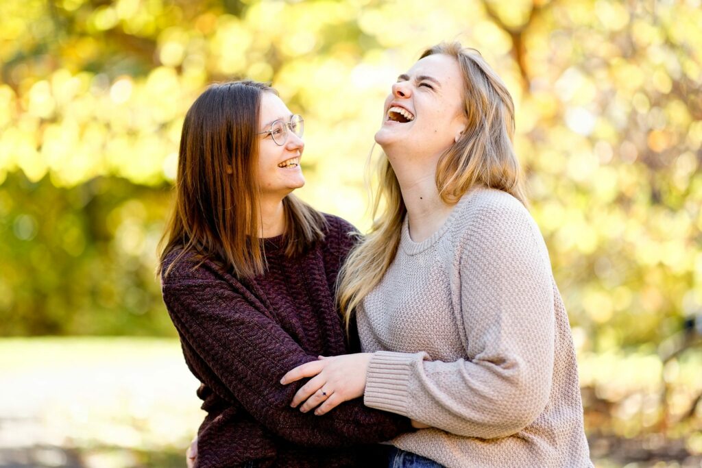 Lesbian Engagement Photos at Minnesota Landscape Arboretum Chask