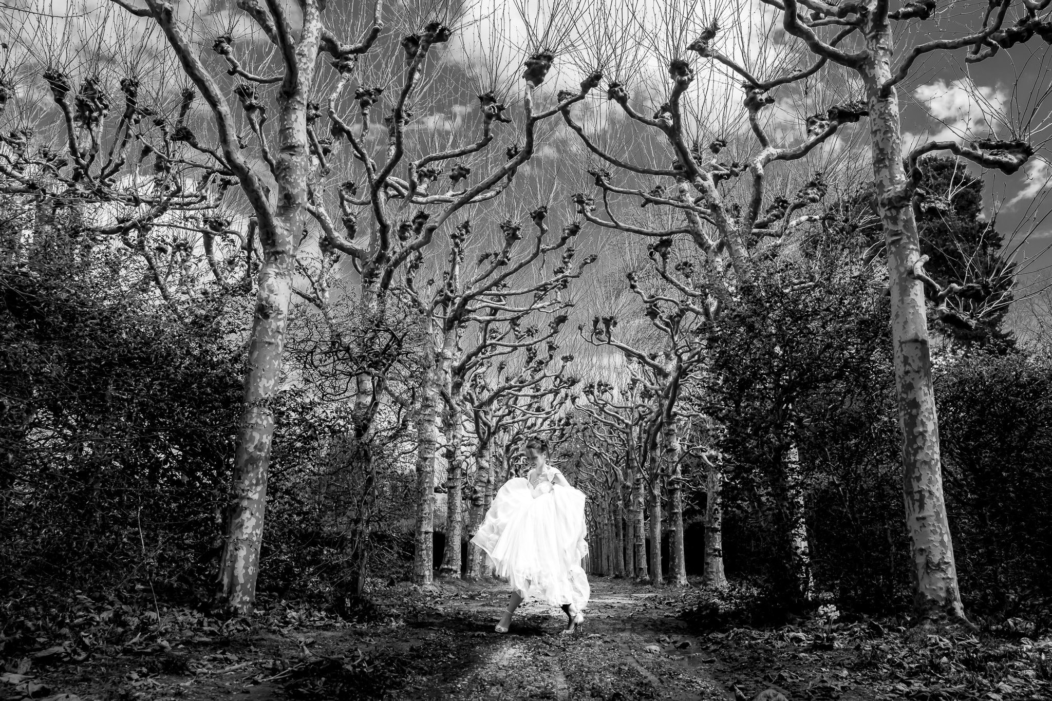 Bride Navigating Muddy Path in Wedding Dress - Funny Moment