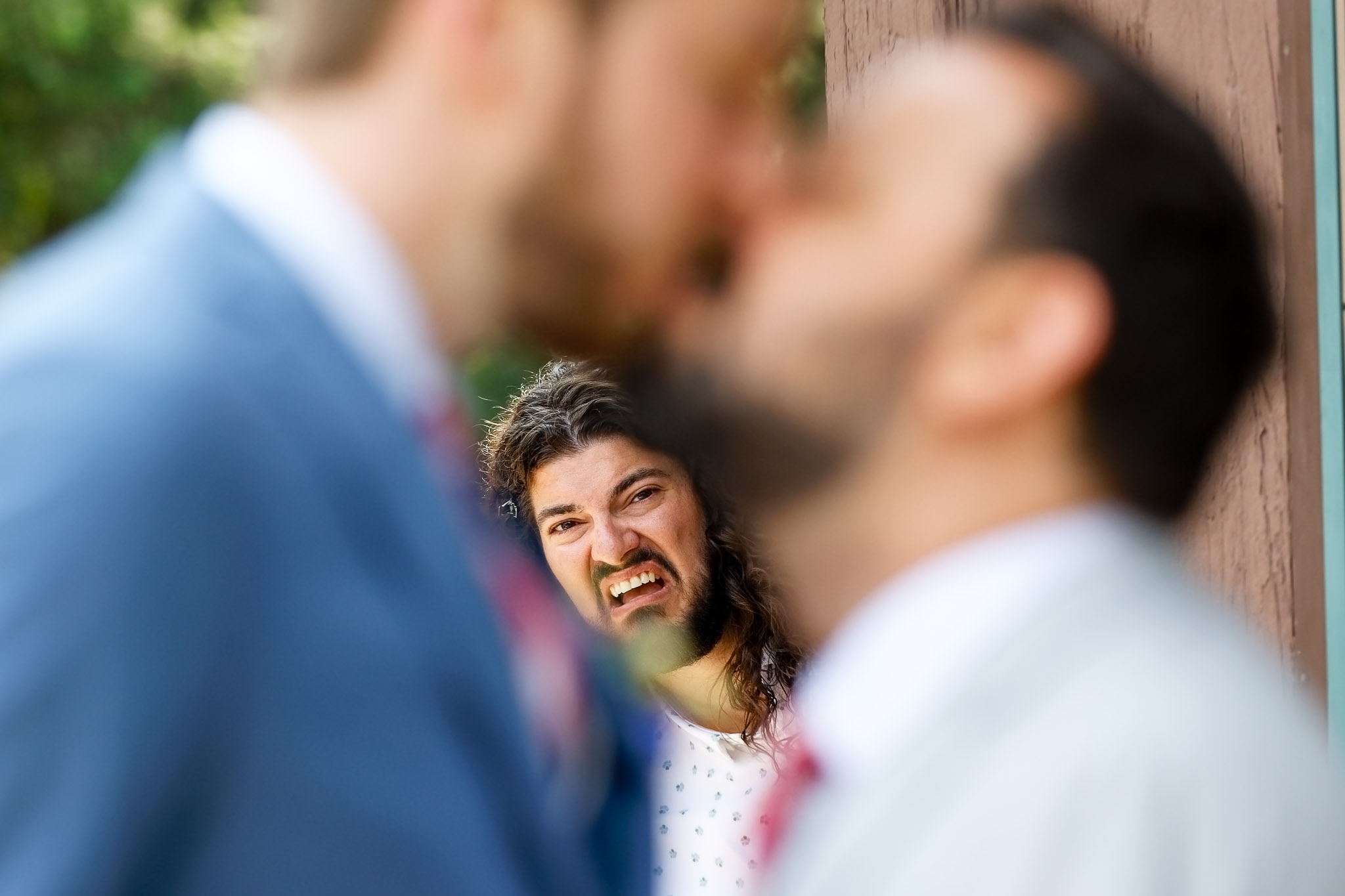 Funny Wedding Photobomb During First Look Minneapolis